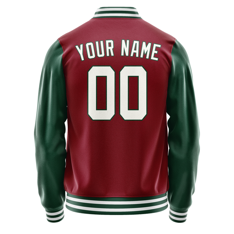 Custom Crimson Kelly-Green Solid Color Varsity Letterman Jacket JA02240617KZ515
