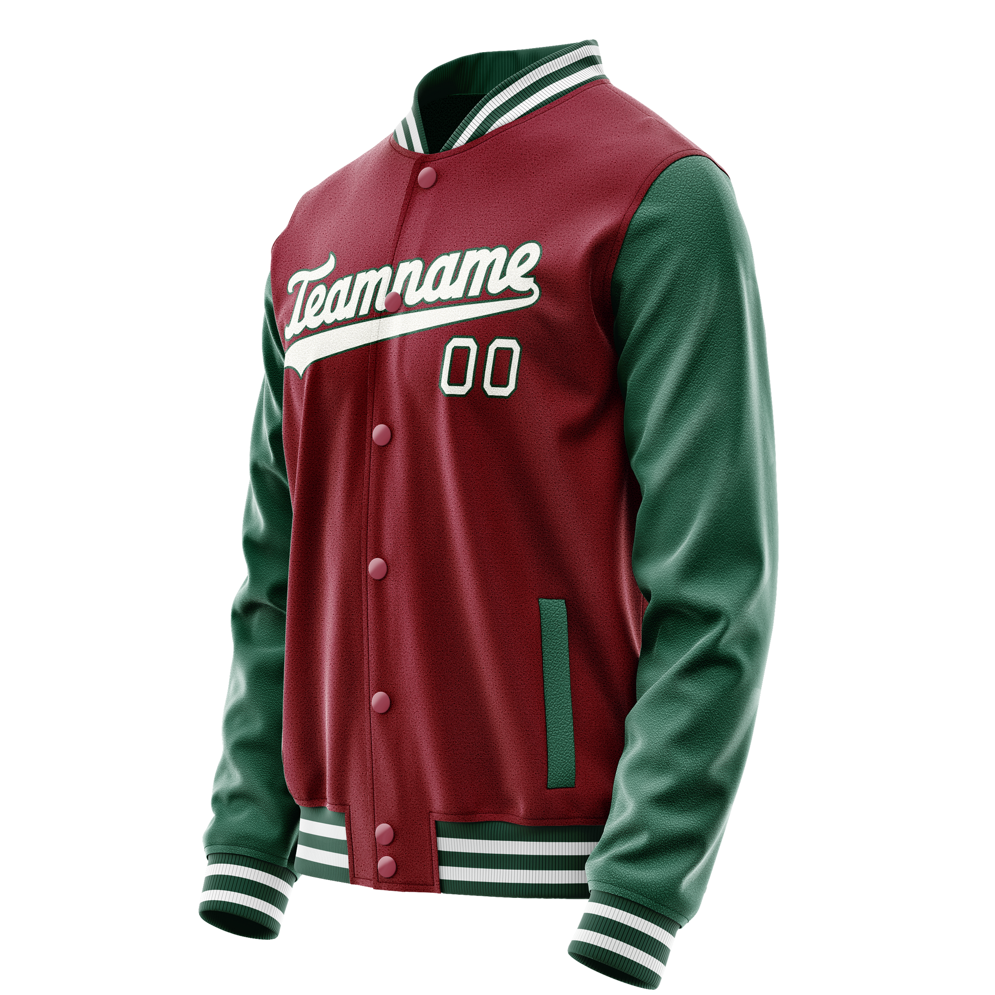 Custom Crimson Kelly-Green Solid Color Varsity Letterman Jacket JA02240617KZ515