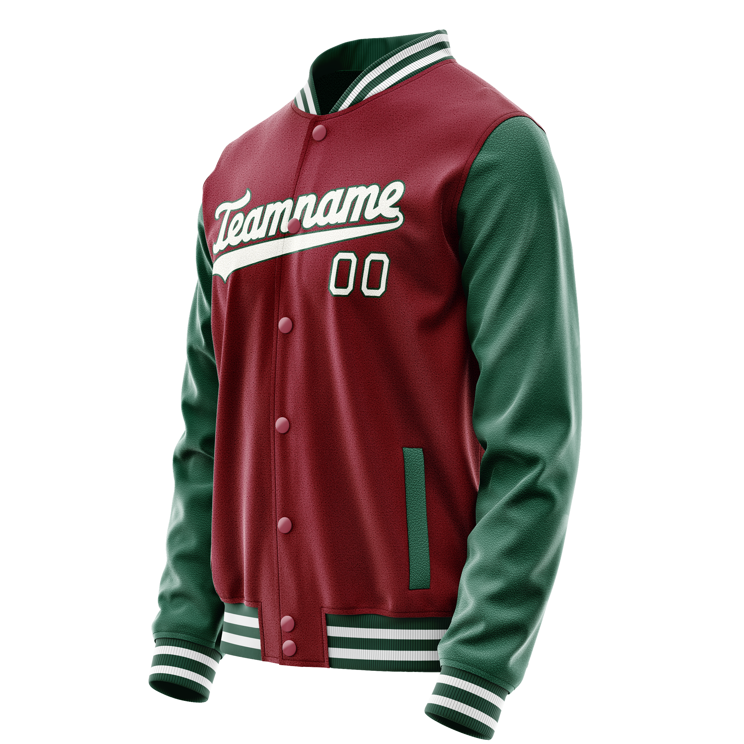 Custom Crimson Kelly-Green Solid Color Varsity Letterman Jacket JA02240617KZ515