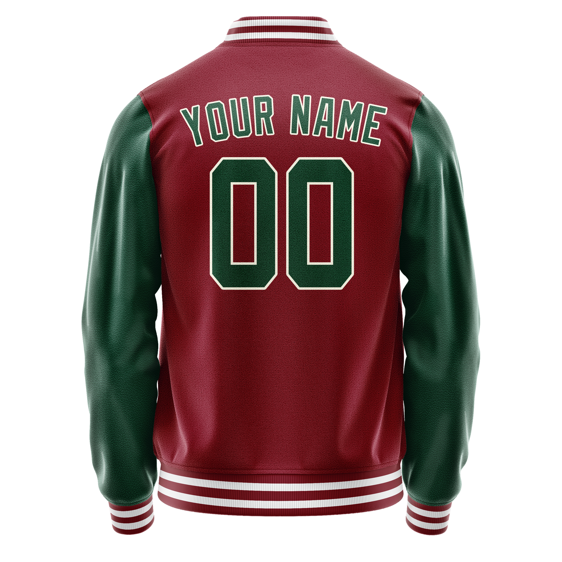 Custom Crimson Kelly-Green Solid Color Varsity Letterman Jacket JA02240617KZ533