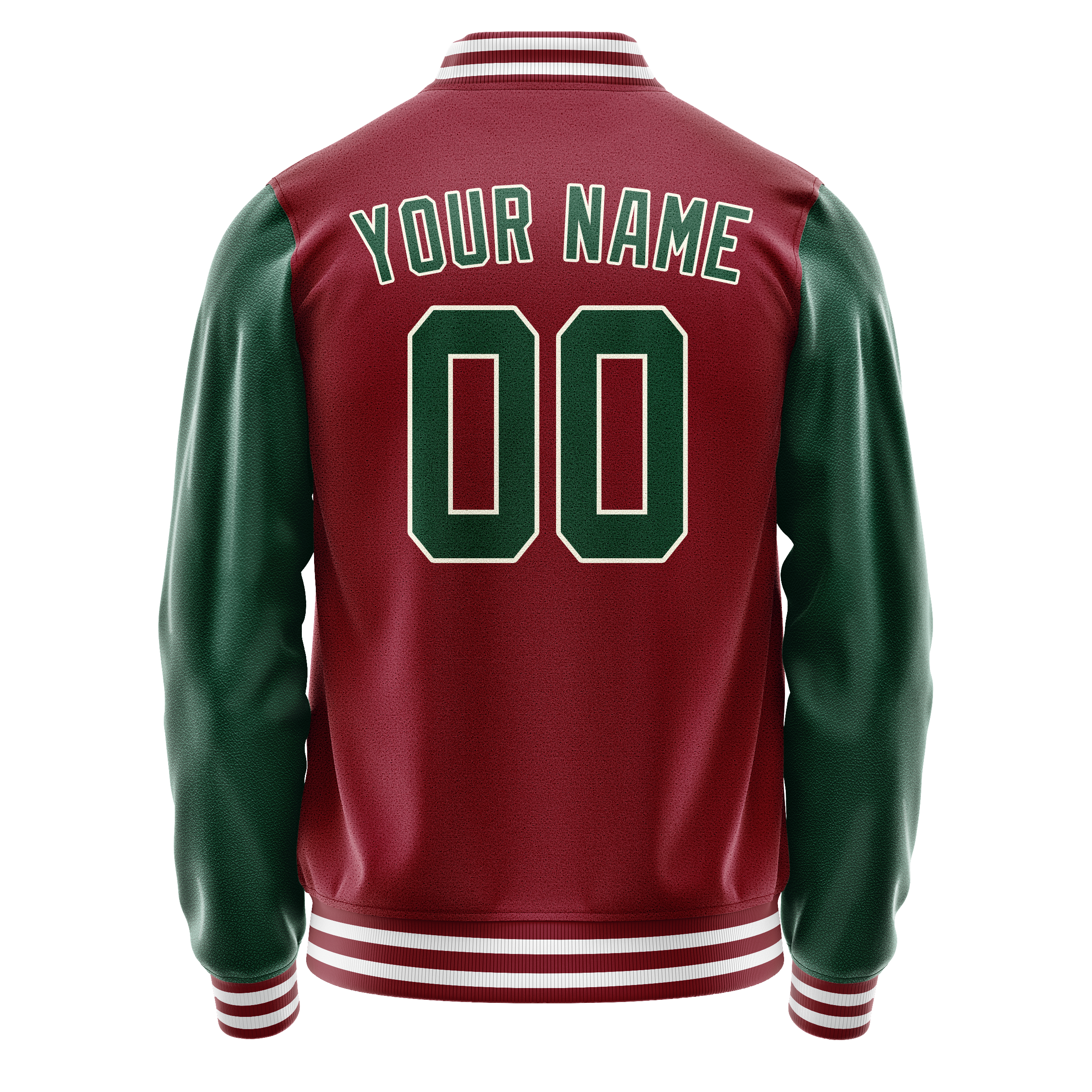 Custom Crimson Kelly-Green Solid Color Varsity Letterman Jacket JA02240617KZ533