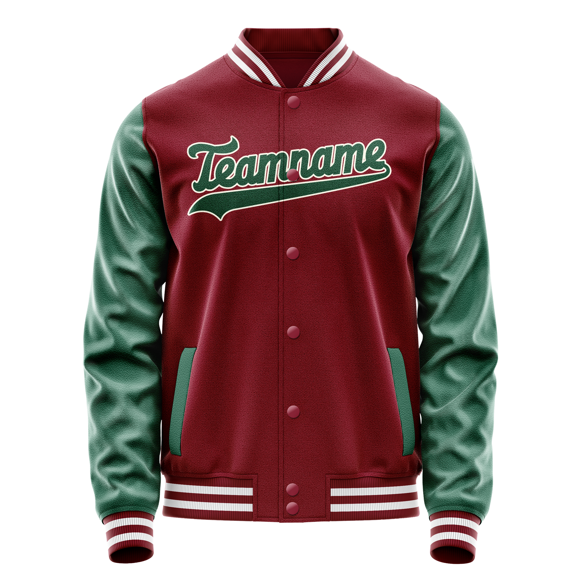 Custom Crimson Kelly-Green Solid Color Varsity Letterman Jacket JA02240617KZ533