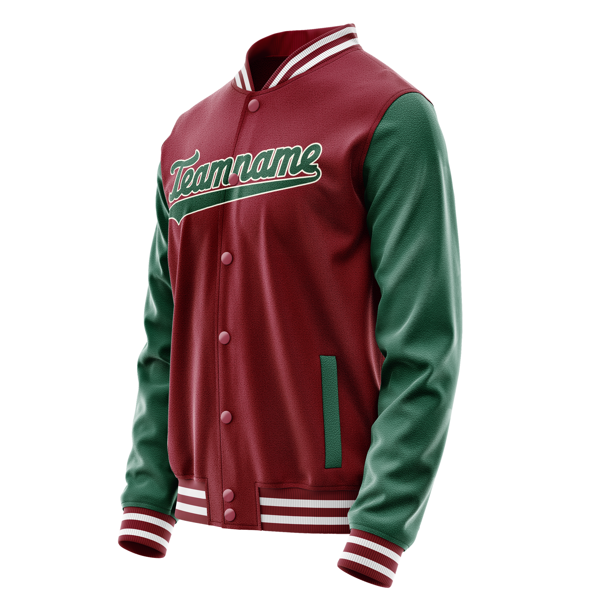 Custom Crimson Kelly-Green Solid Color Varsity Letterman Jacket JA02240617KZ533