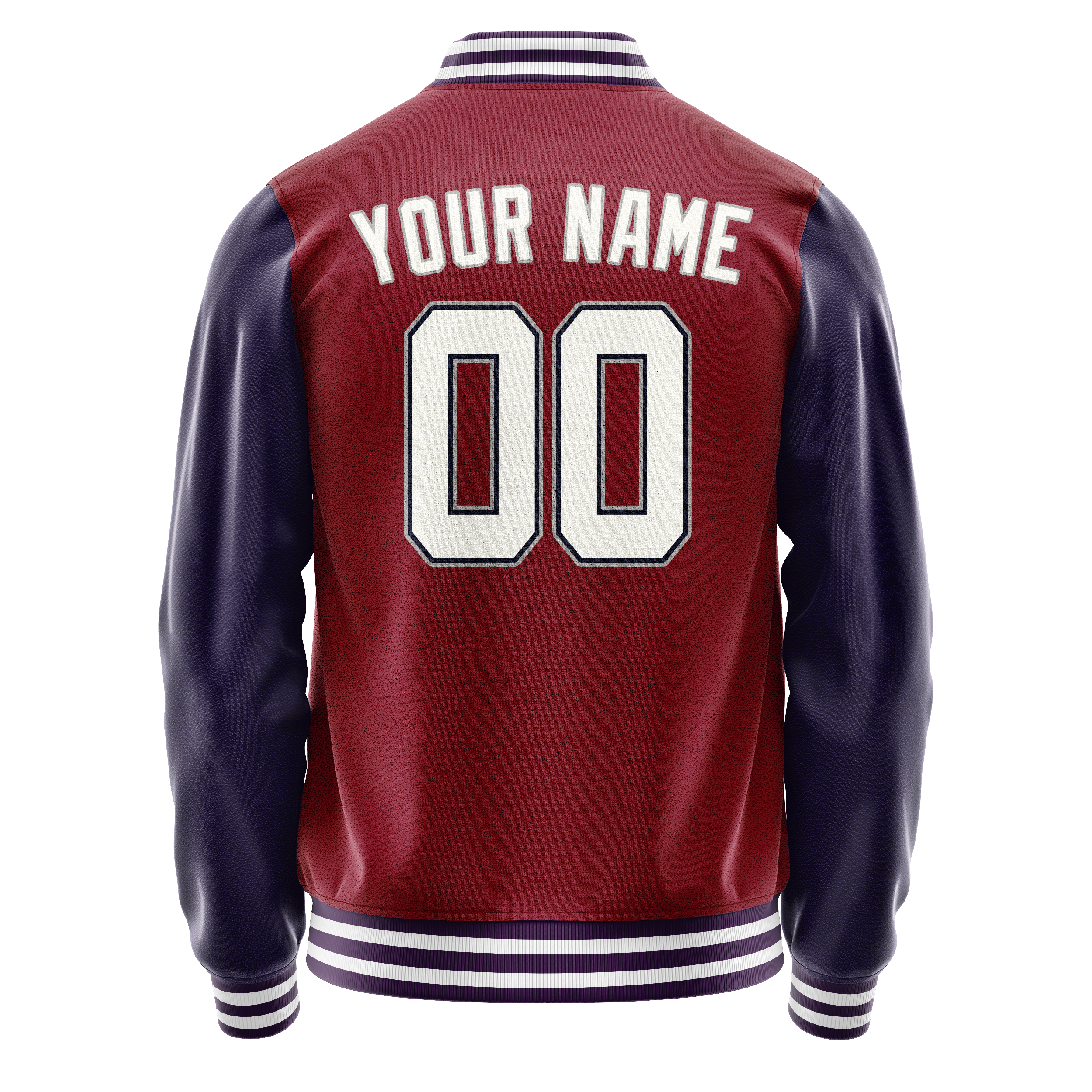 Custom Crimson Navy Solid Color Varsity Letterman Jacket JA02240617KZ523