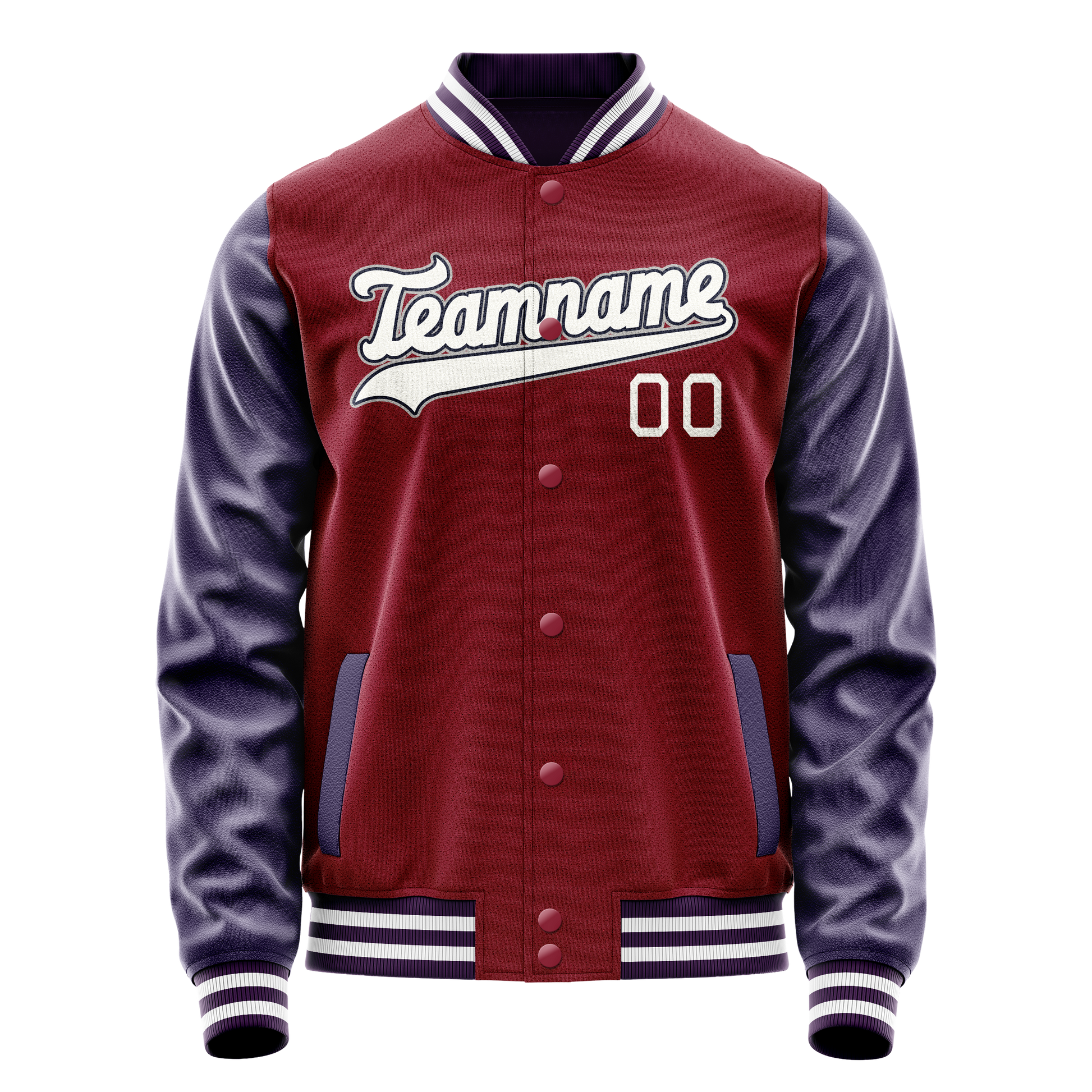 Custom Crimson Navy Solid Color Varsity Letterman Jacket JA02240617KZ523