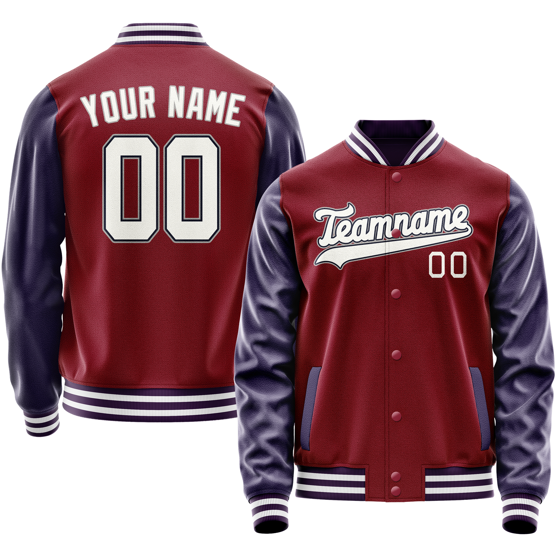 Custom Crimson Navy Solid Color Varsity Letterman Jacket JA02240617KZ523