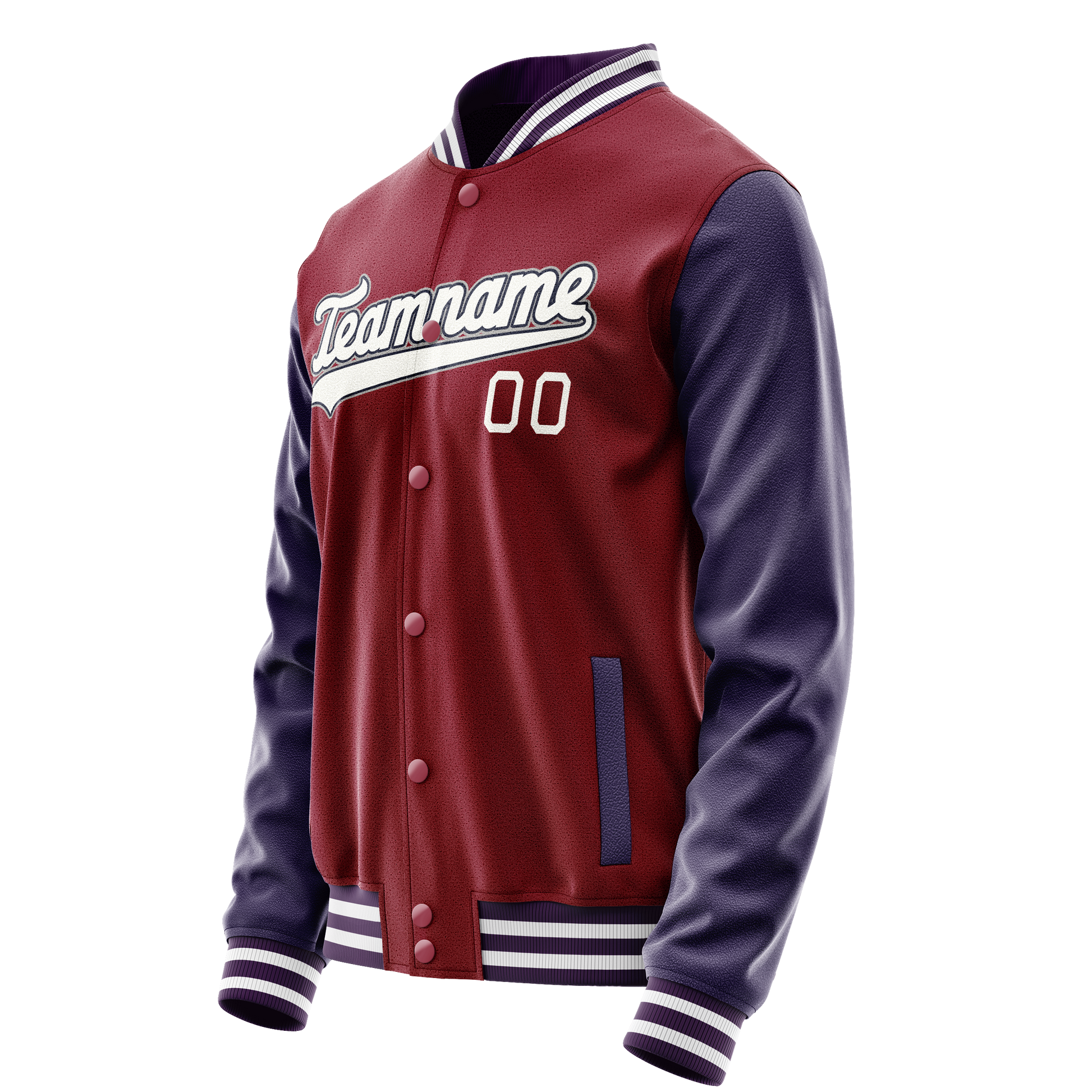 Custom Crimson Navy Solid Color Varsity Letterman Jacket JA02240617KZ523