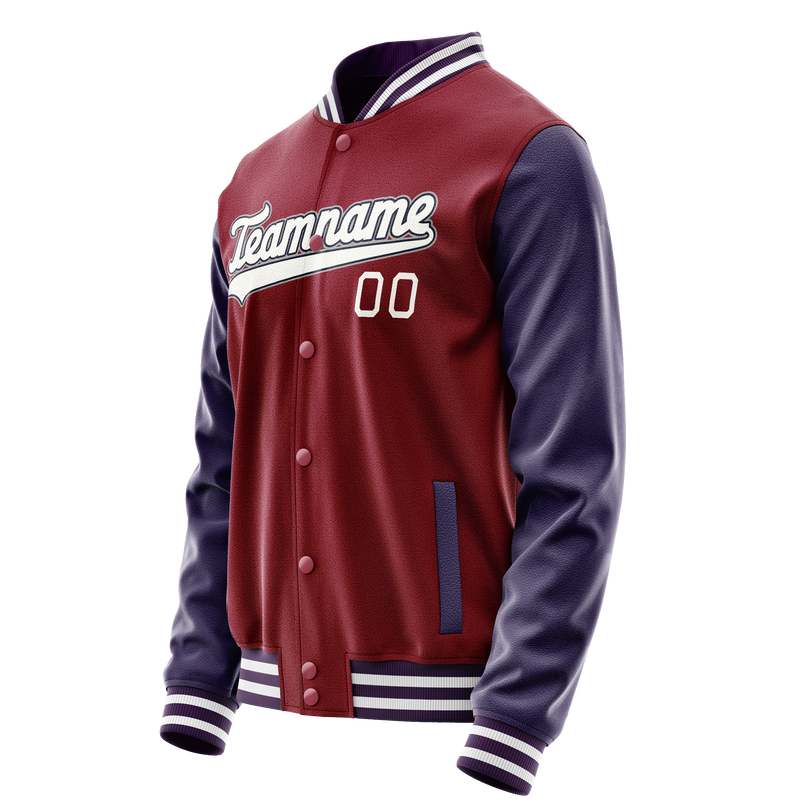 Custom Crimson Navy Solid Color Varsity Letterman Jacket JA02240617KZ523