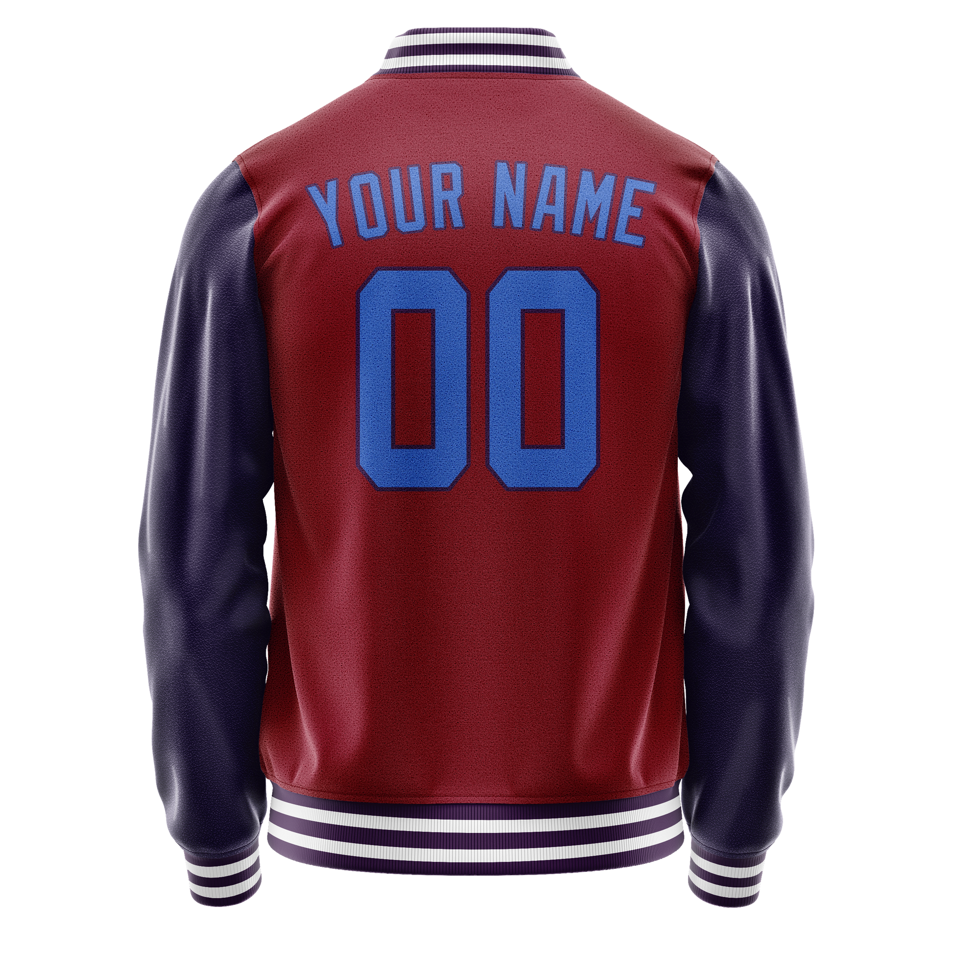 Custom Crimson Navy Solid Color Varsity Letterman Jacket JA02240617KZ519