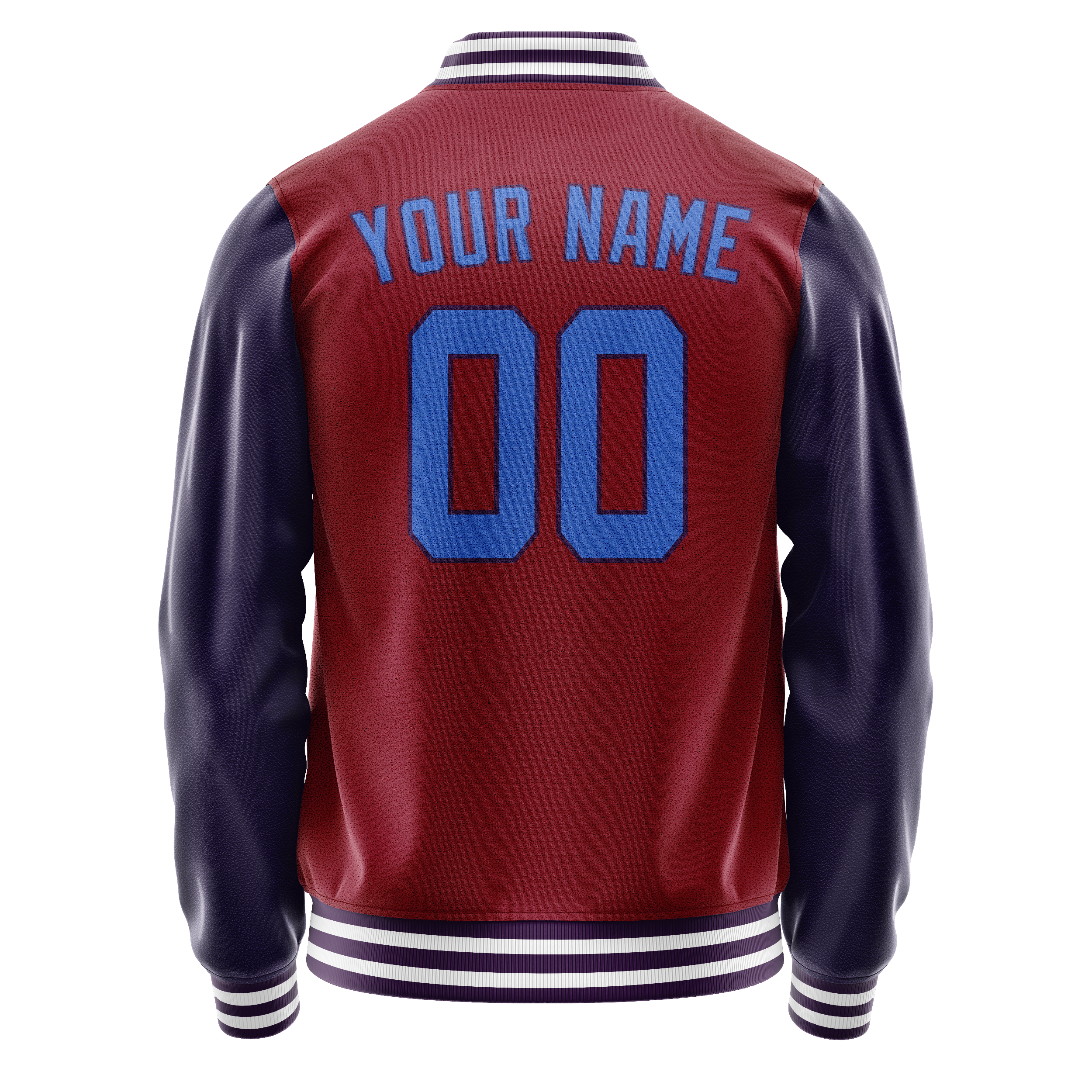 Custom Crimson Navy Solid Color Varsity Letterman Jacket JA02240617KZ519