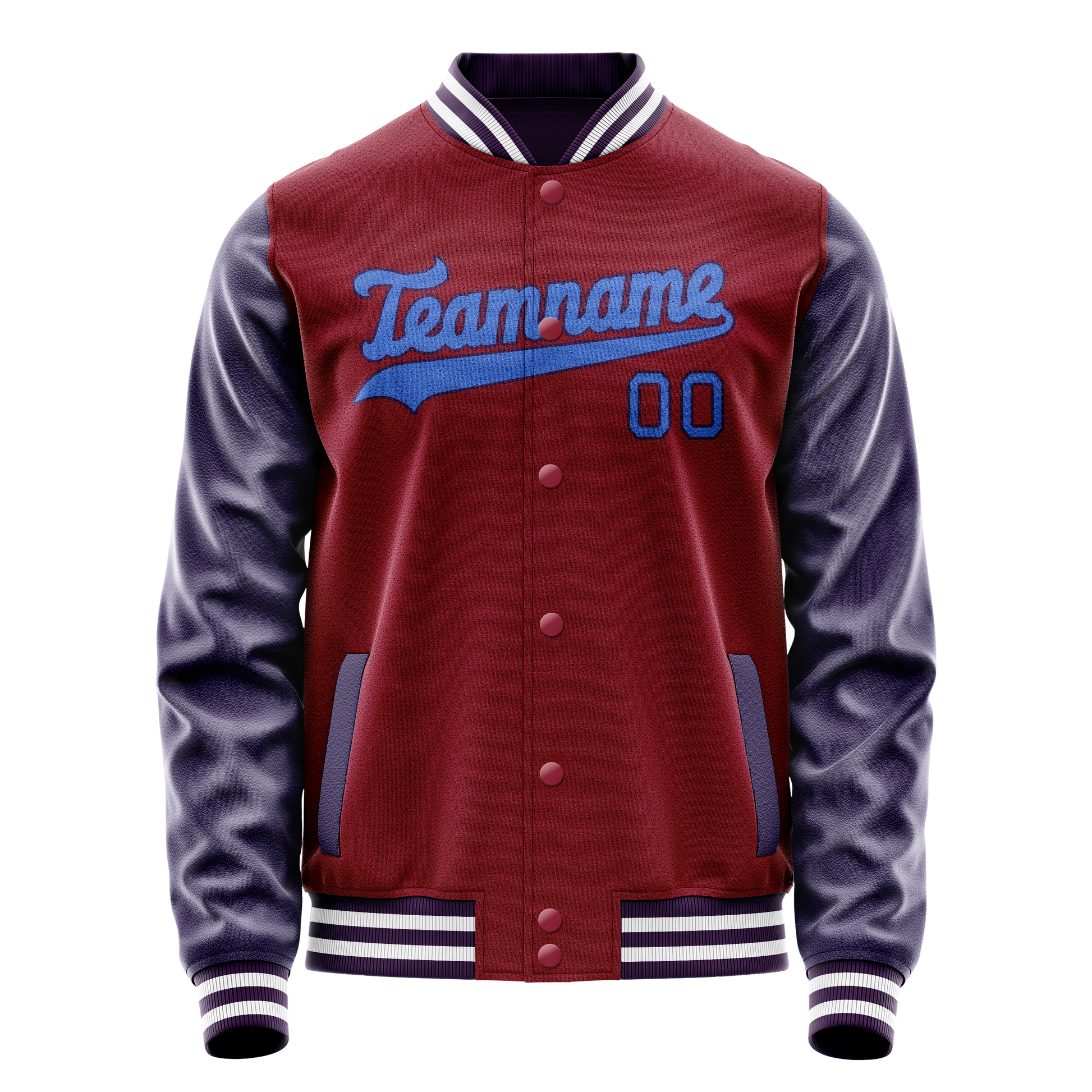Custom Crimson Navy Solid Color Varsity Letterman Jacket JA02240617KZ519