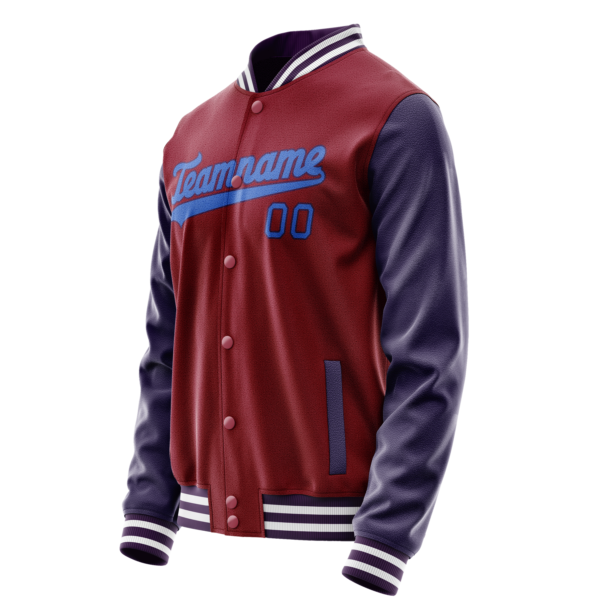 Custom Crimson Navy Solid Color Varsity Letterman Jacket JA02240617KZ519