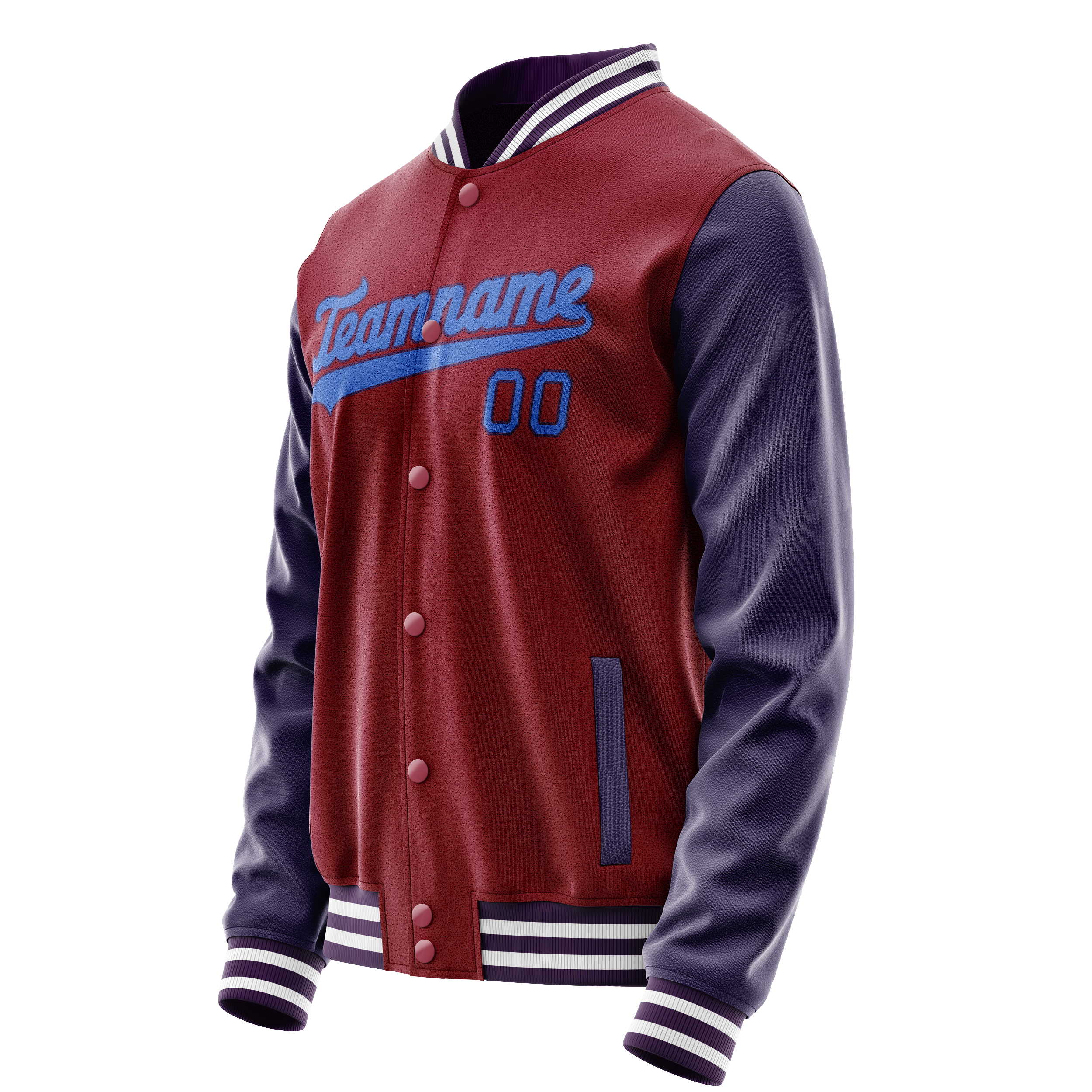 Custom Crimson Navy Solid Color Varsity Letterman Jacket JA02240617KZ519
