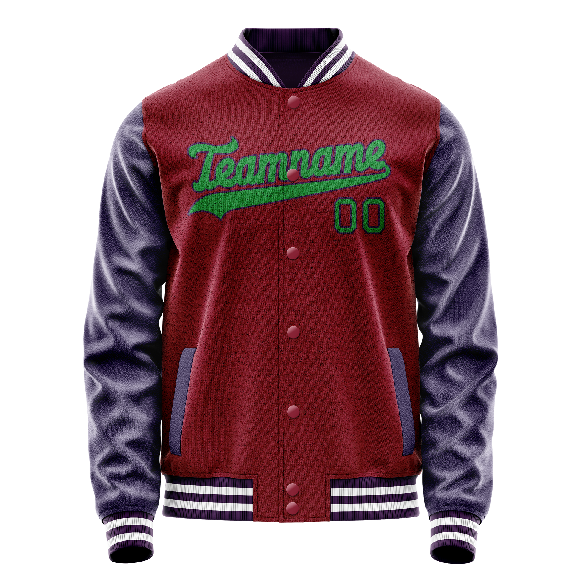 Custom Crimson Navy Solid Color Varsity Letterman Jacket JA02240617KZ517