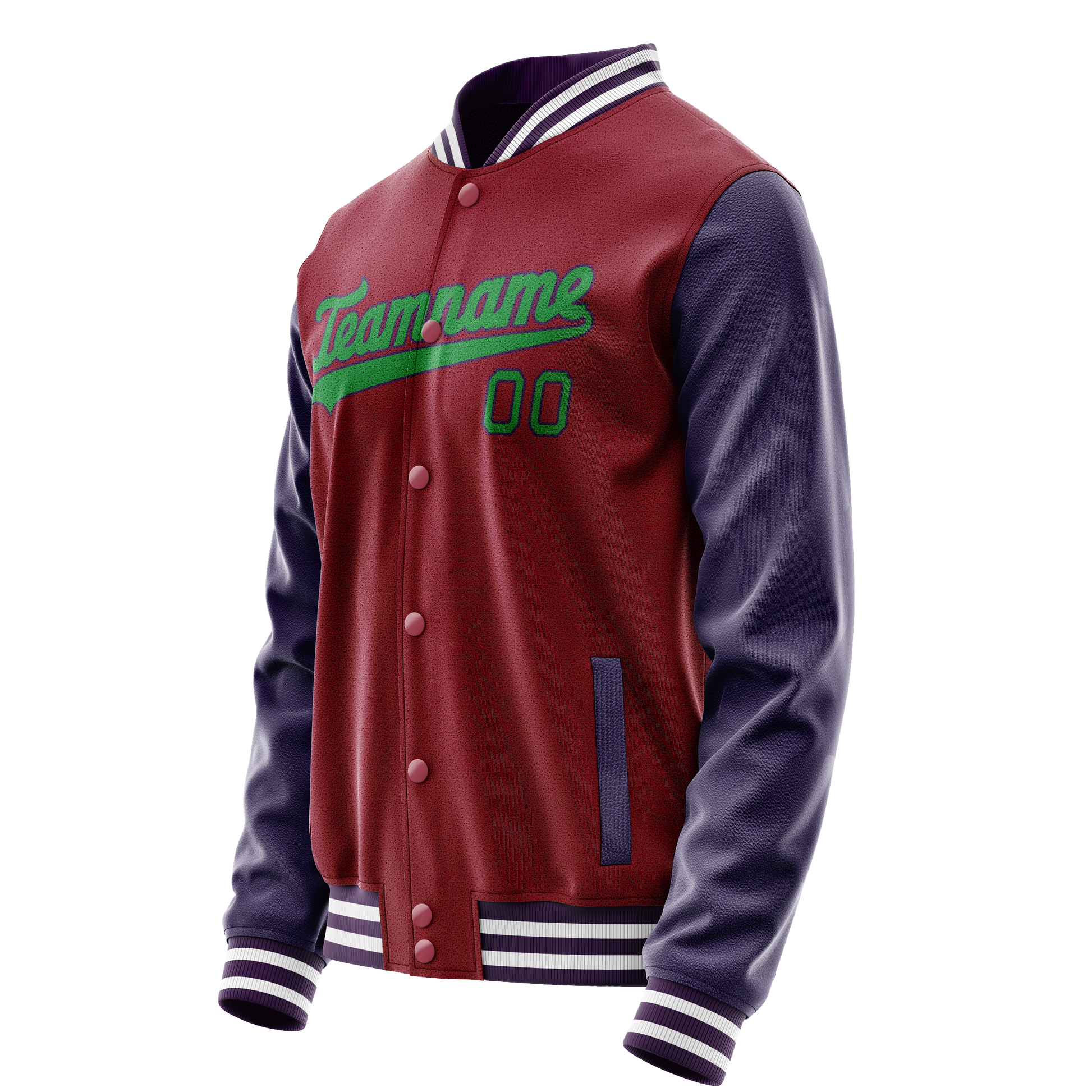 Custom Crimson Navy Solid Color Varsity Letterman Jacket JA02240617KZ517