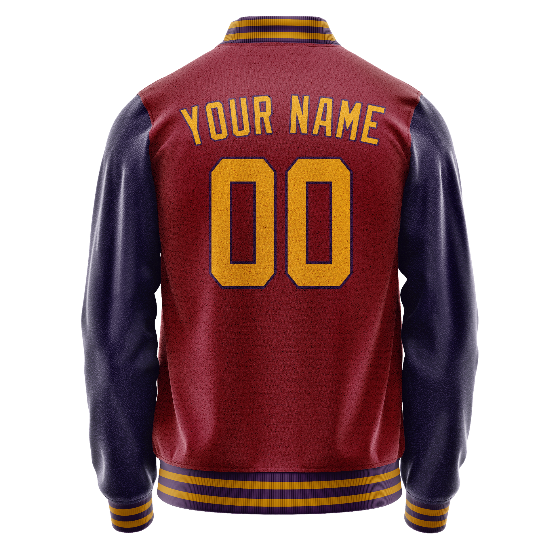 Custom Crimson Navy Solid Color Varsity Letterman Jacket JA02240617KZ516
