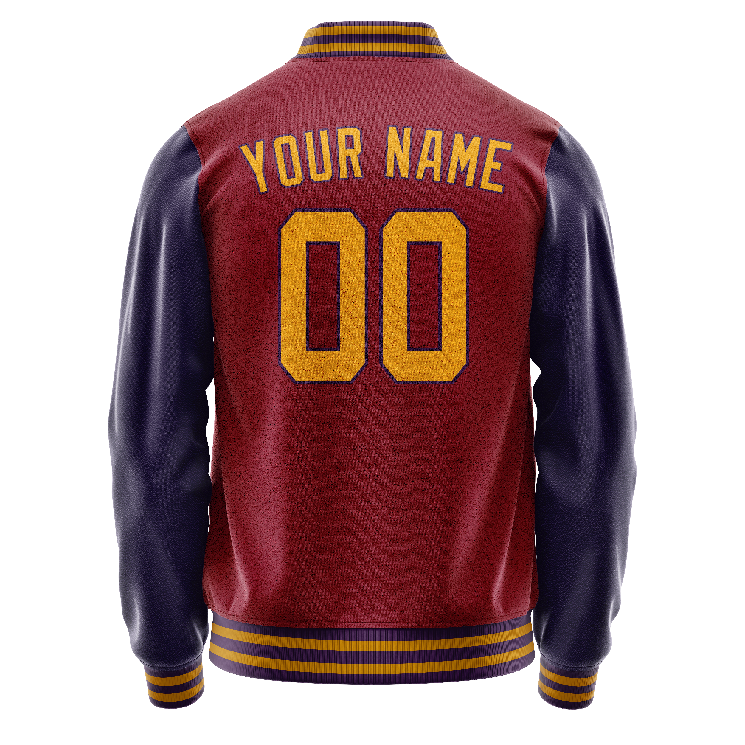 Custom Crimson Navy Solid Color Varsity Letterman Jacket JA02240617KZ516