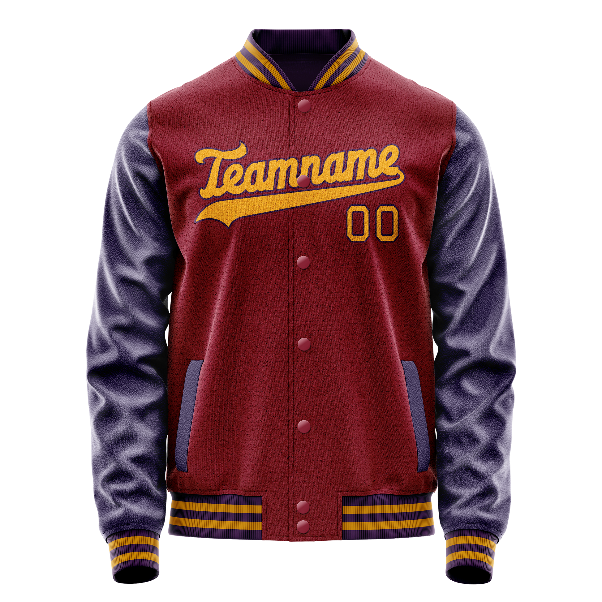 Custom Crimson Navy Solid Color Varsity Letterman Jacket JA02240617KZ516
