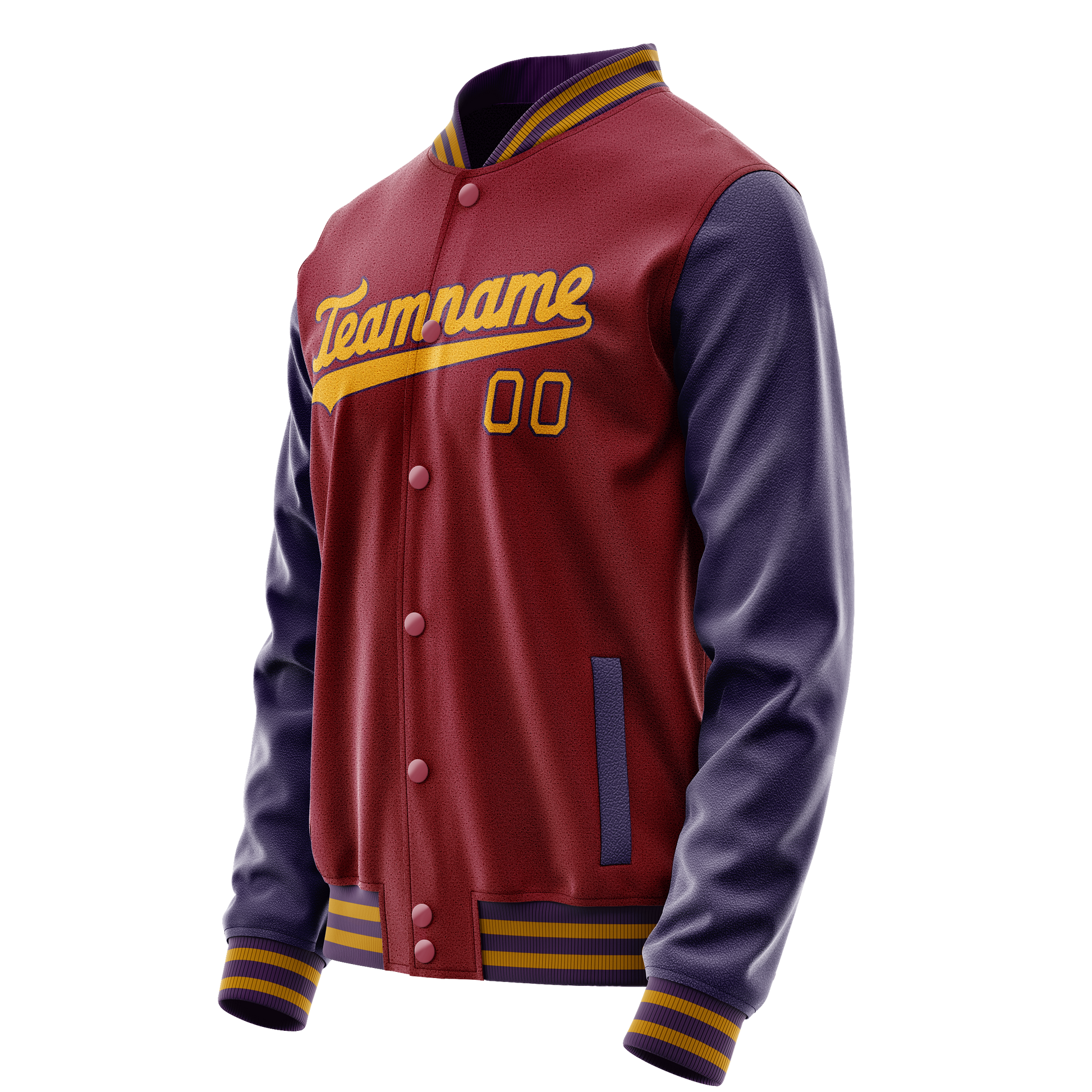Custom Crimson Navy Solid Color Varsity Letterman Jacket JA02240617KZ516