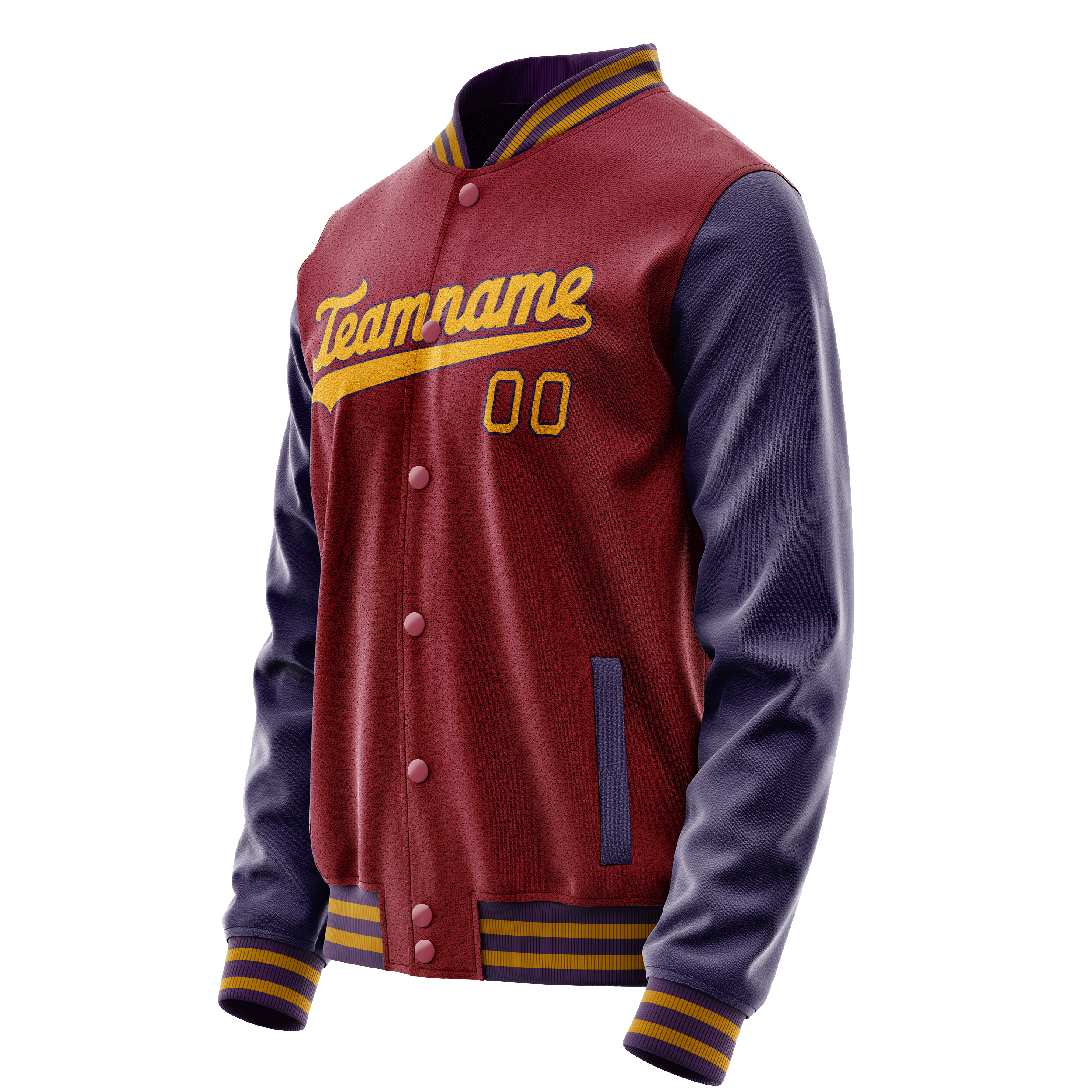 Custom Crimson Navy Solid Color Varsity Letterman Jacket JA02240617KZ516