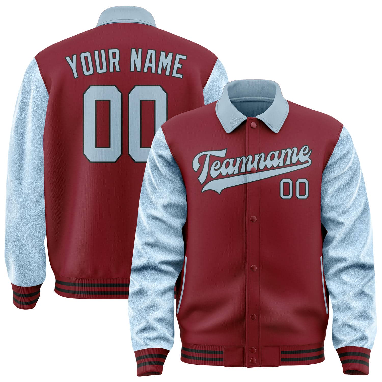 Custom Crimson Red Light Blue Jacket