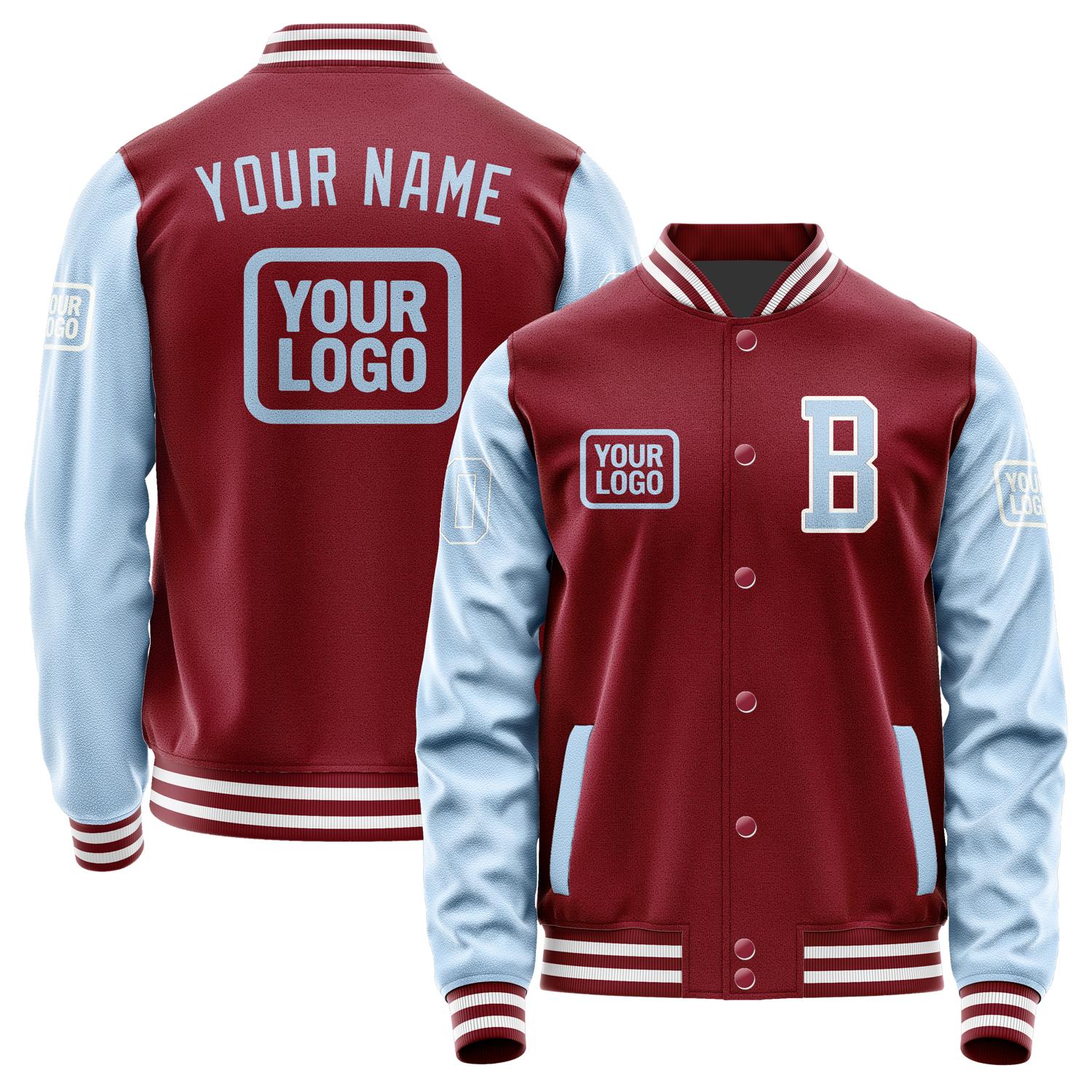 Custom Crimson Red Light Blue Jacket JA151508151818080818