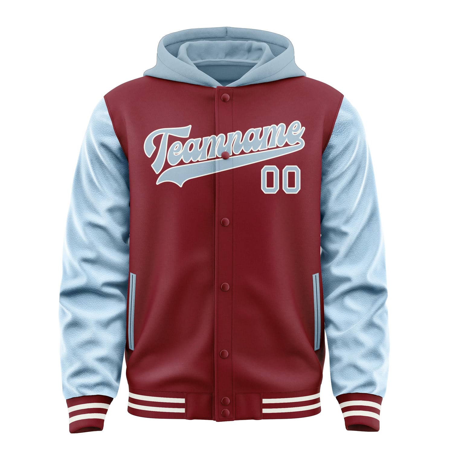Custom Crimson Red Light Blue Jacket