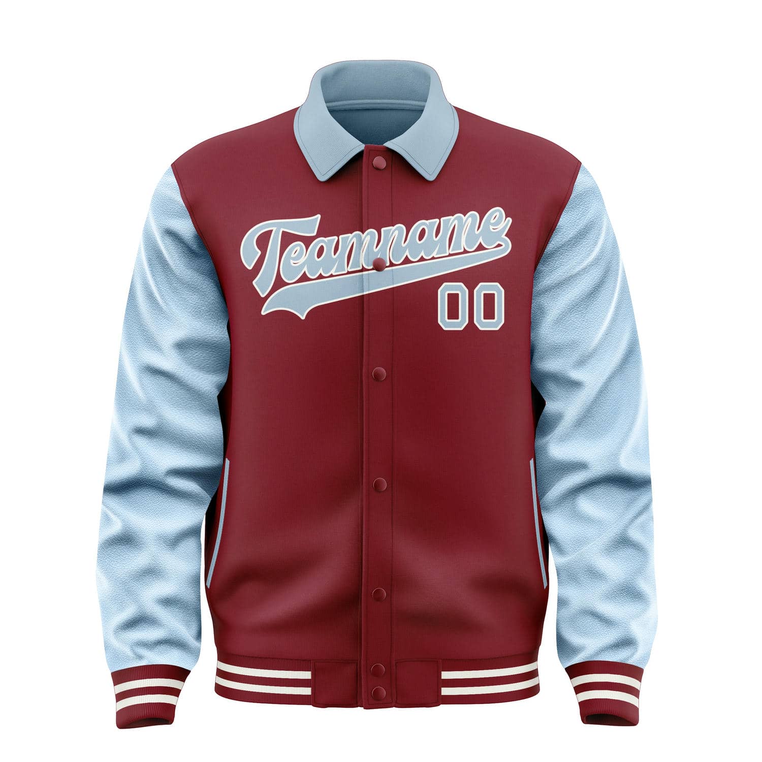 Custom Crimson Red Light Blue Jacket