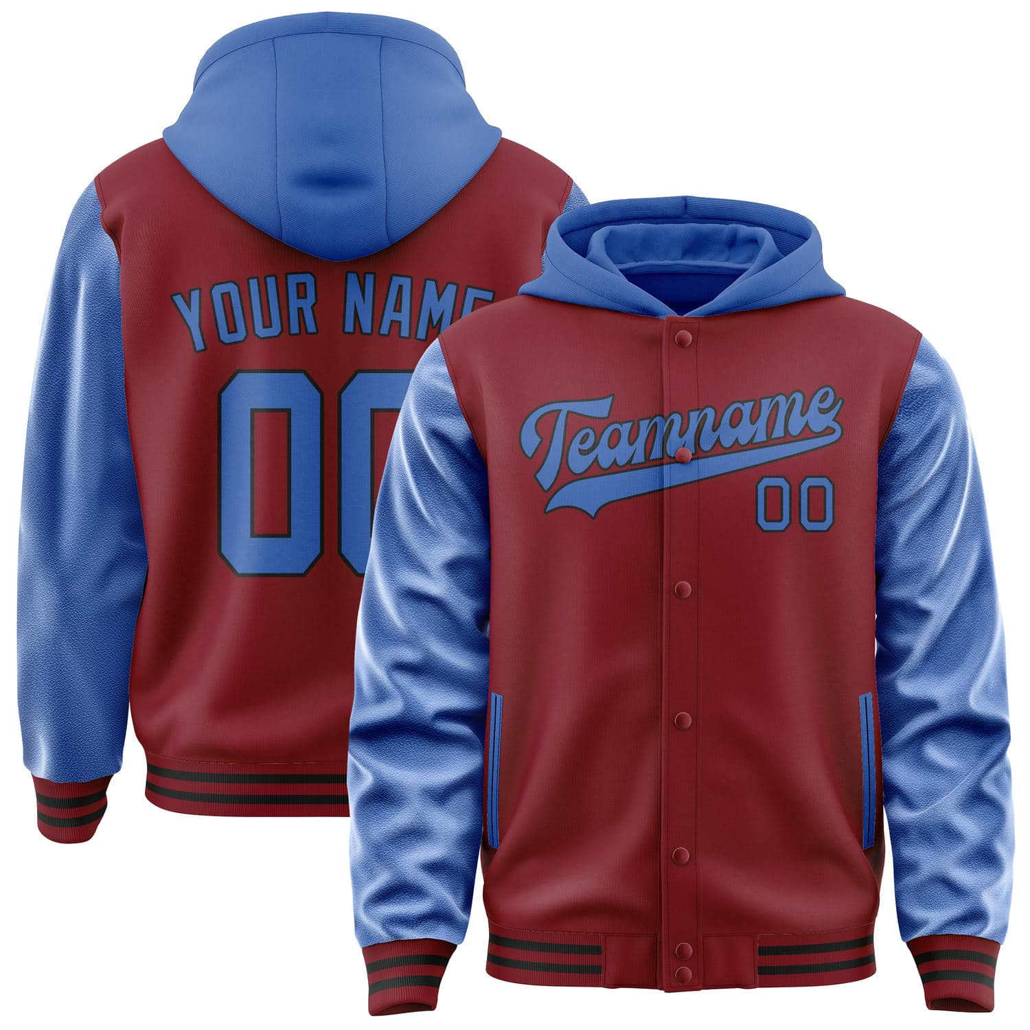 Custom Crimson Red Sky Blue Jacket