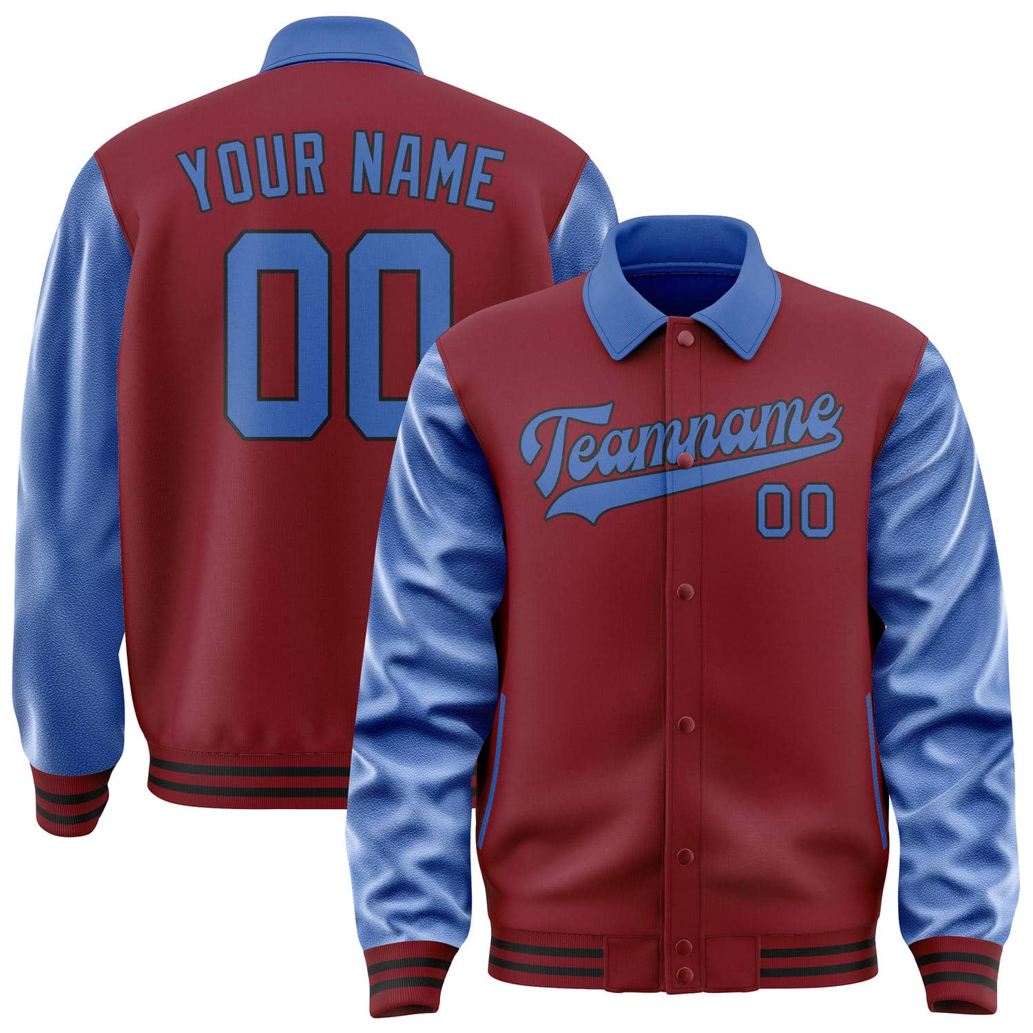 Custom Crimson Red Sky Blue Jacket