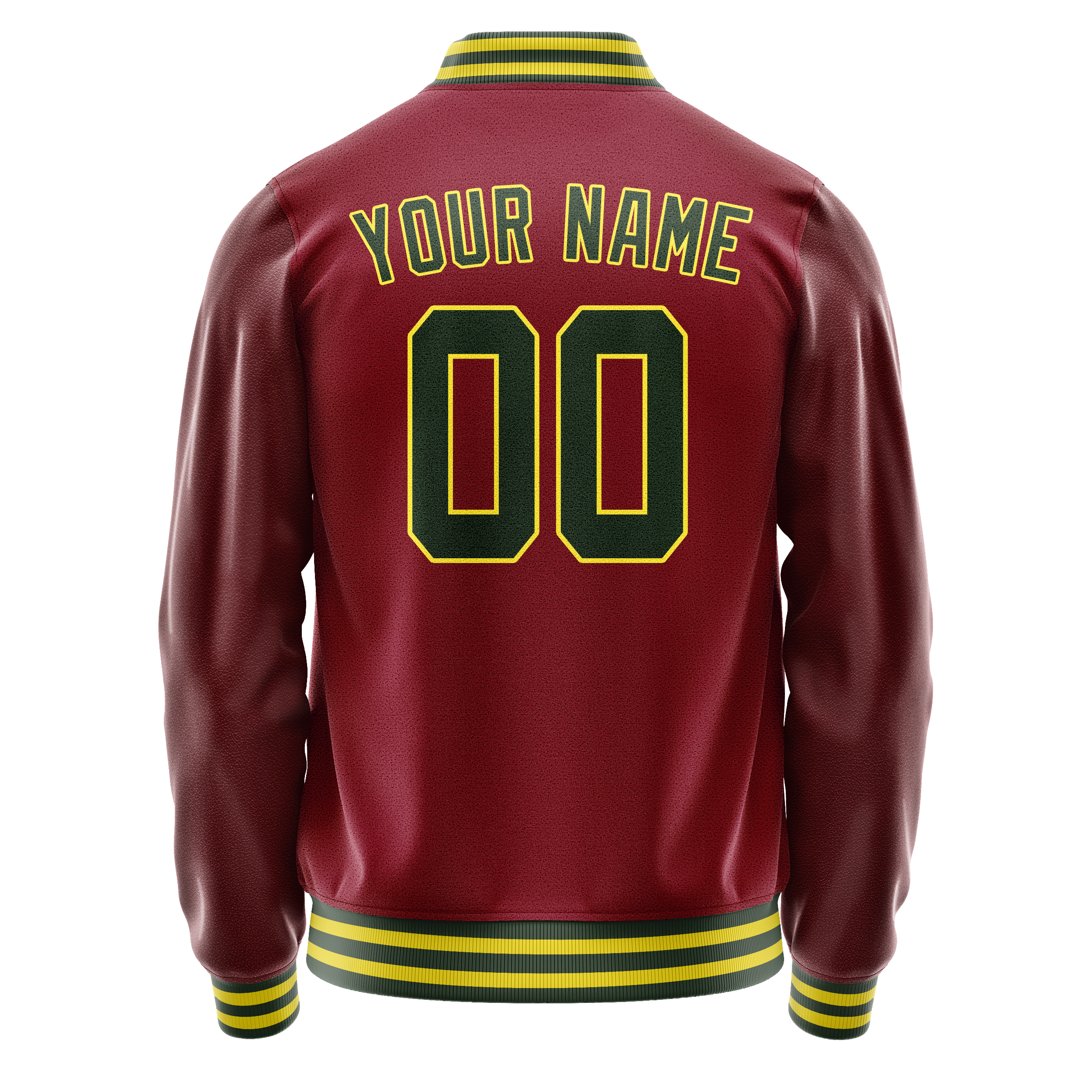 Custom Crimson Kelly-Green Solid Color Varsity Letterman Jacket JA02240617KZ536