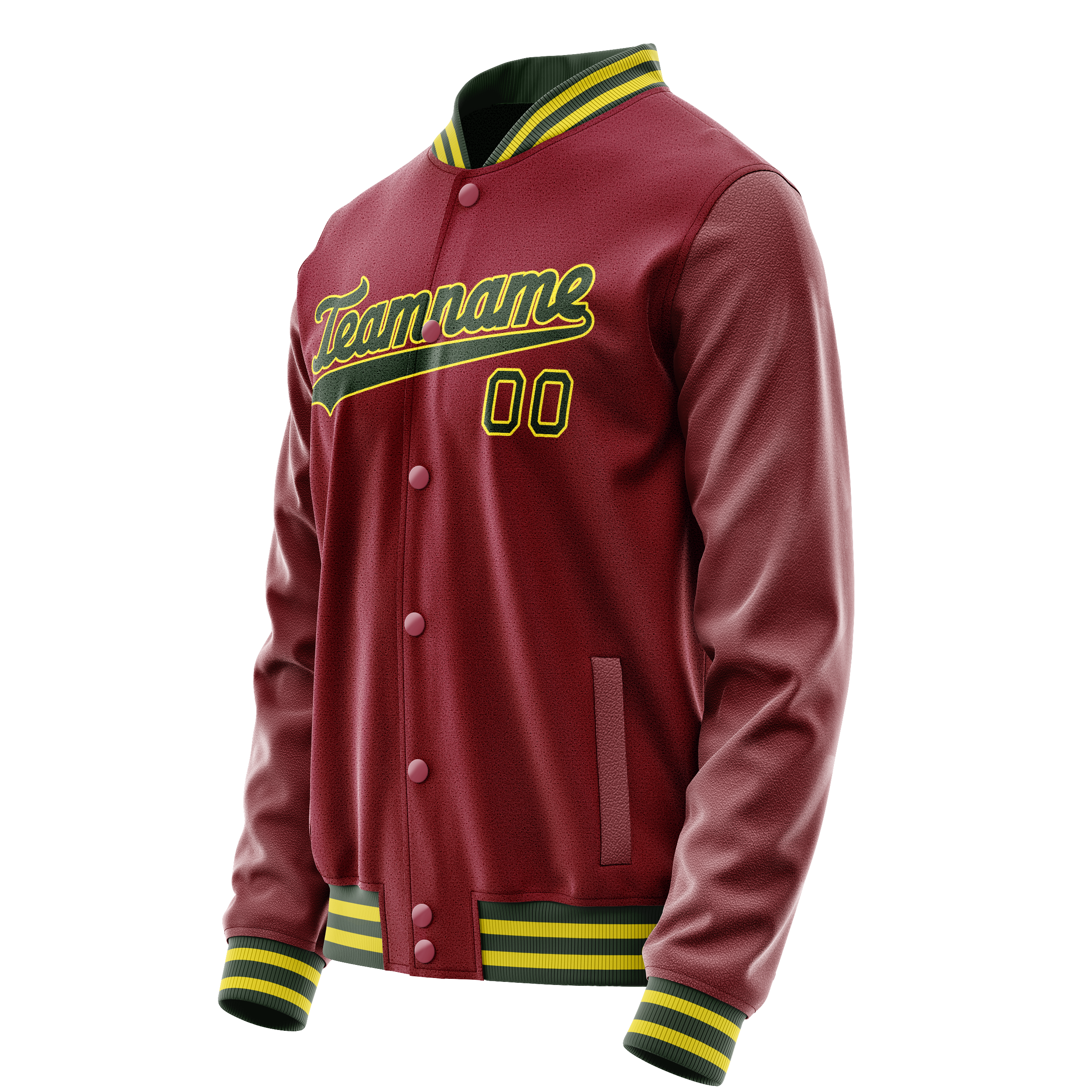 Custom Crimson Kelly-Green Solid Color Varsity Letterman Jacket JA02240617KZ536