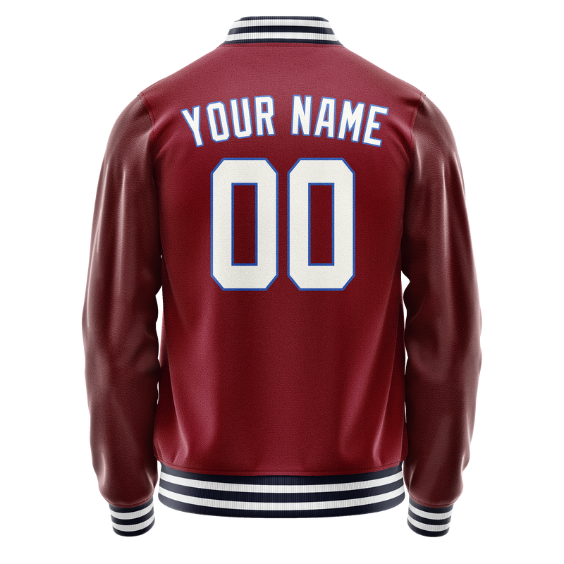 Custom Crimson White Solid Color Varsity Letterman Jacket JA02240617KZ514
