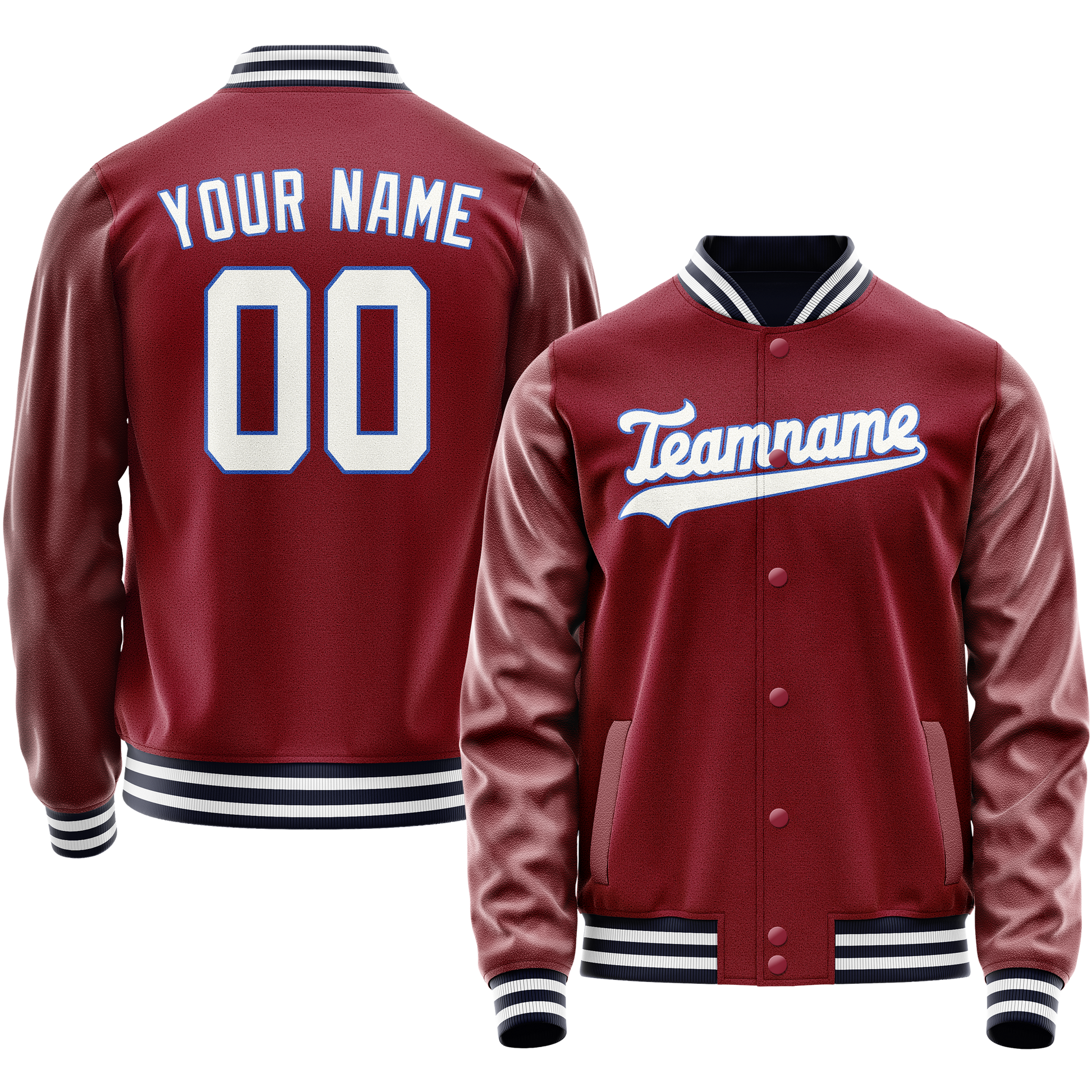 Custom Crimson White Solid Color Varsity Letterman Jacket JA02240617KZ514