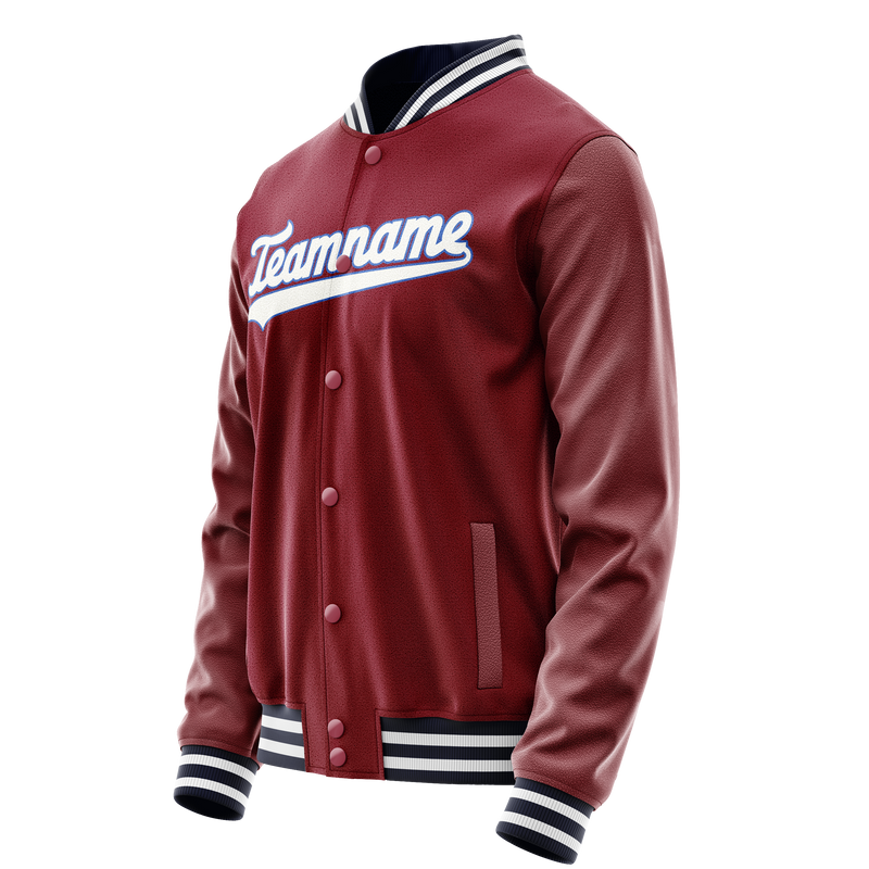 Custom Crimson White Solid Color Varsity Letterman Jacket JA02240617KZ514