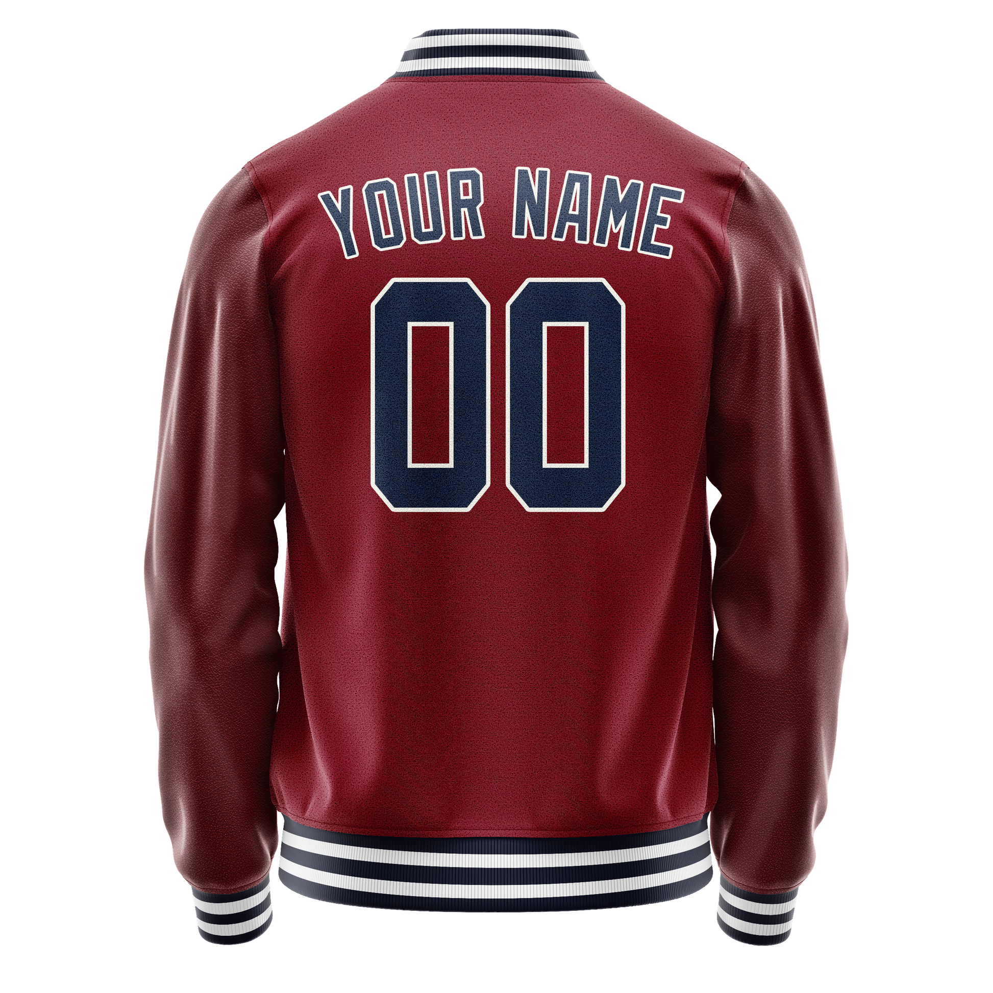 Custom Crimson Navy Solid Color Varsity Letterman Jacket JA02240617KZ513