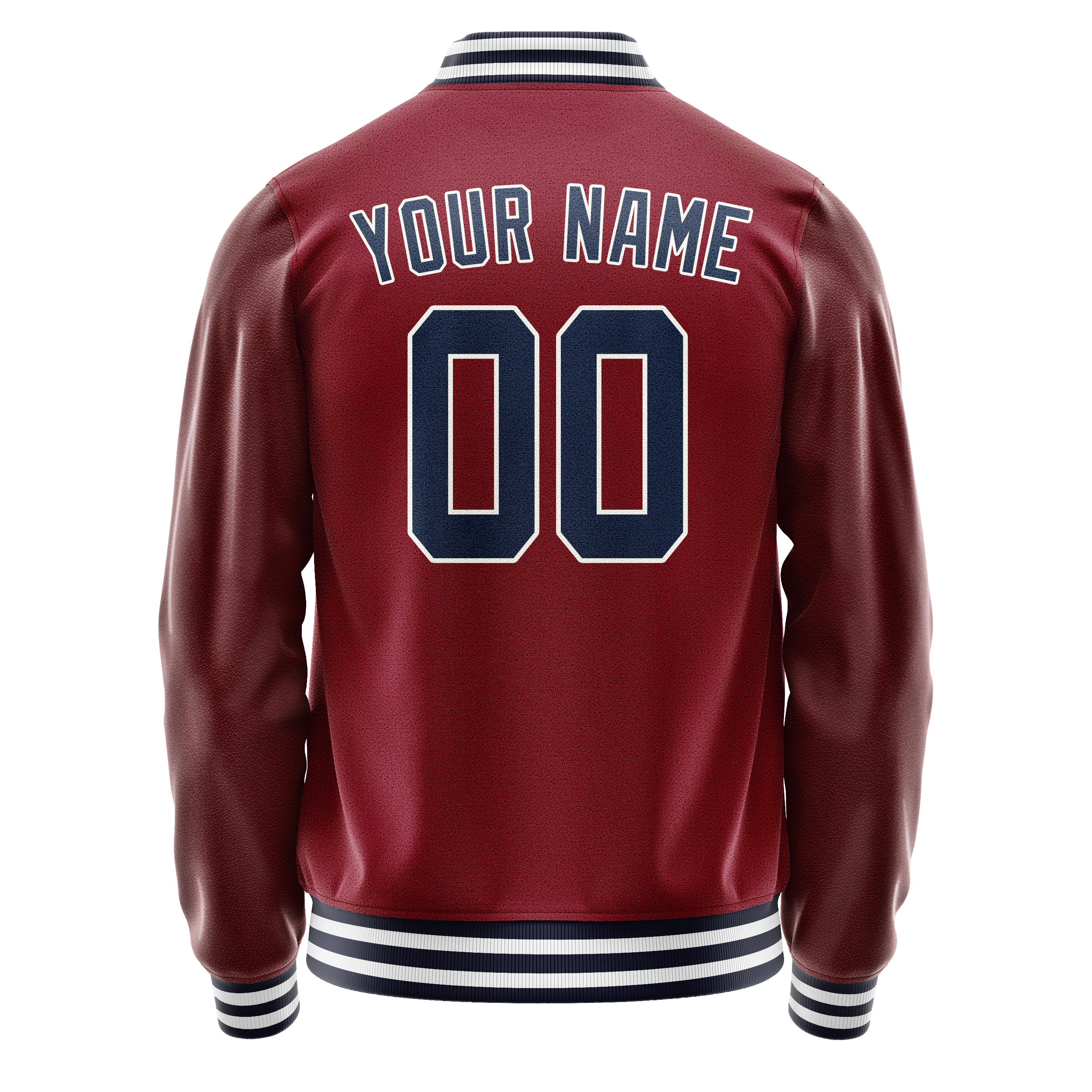 Custom Crimson Navy Solid Color Varsity Letterman Jacket JA02240617KZ513