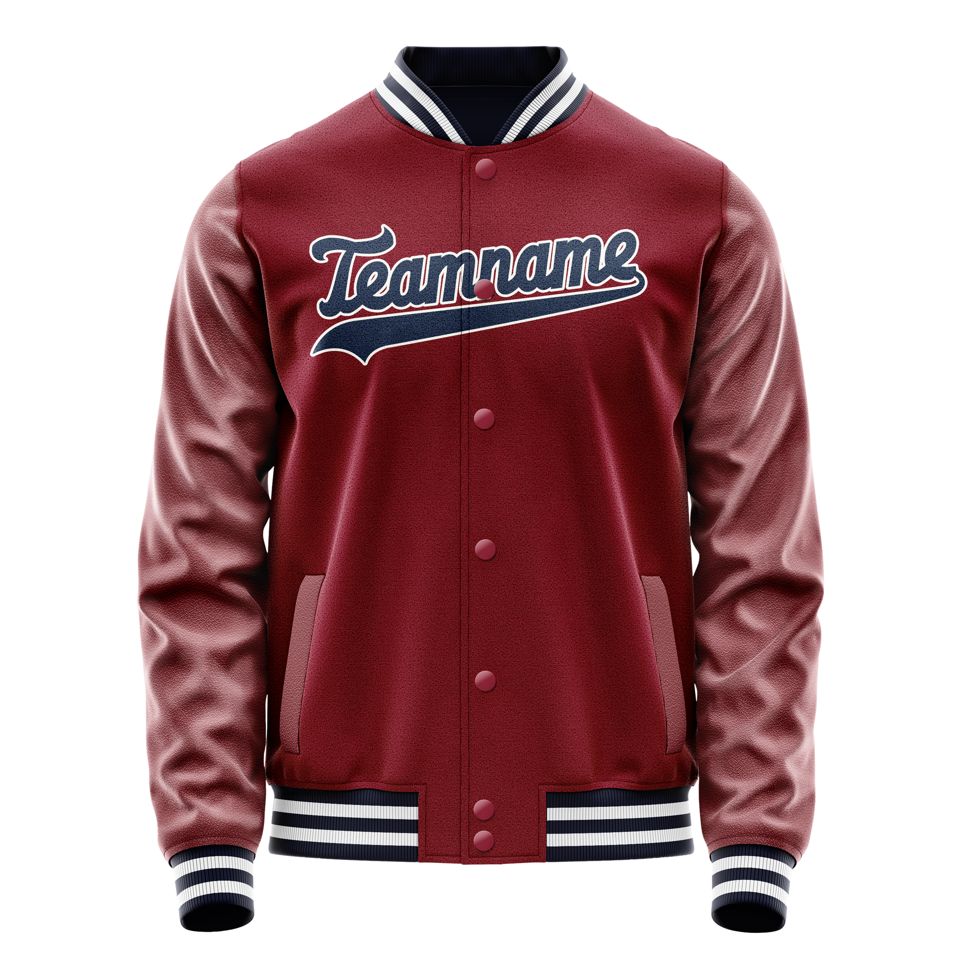 Custom Crimson Navy Solid Color Varsity Letterman Jacket JA02240617KZ513