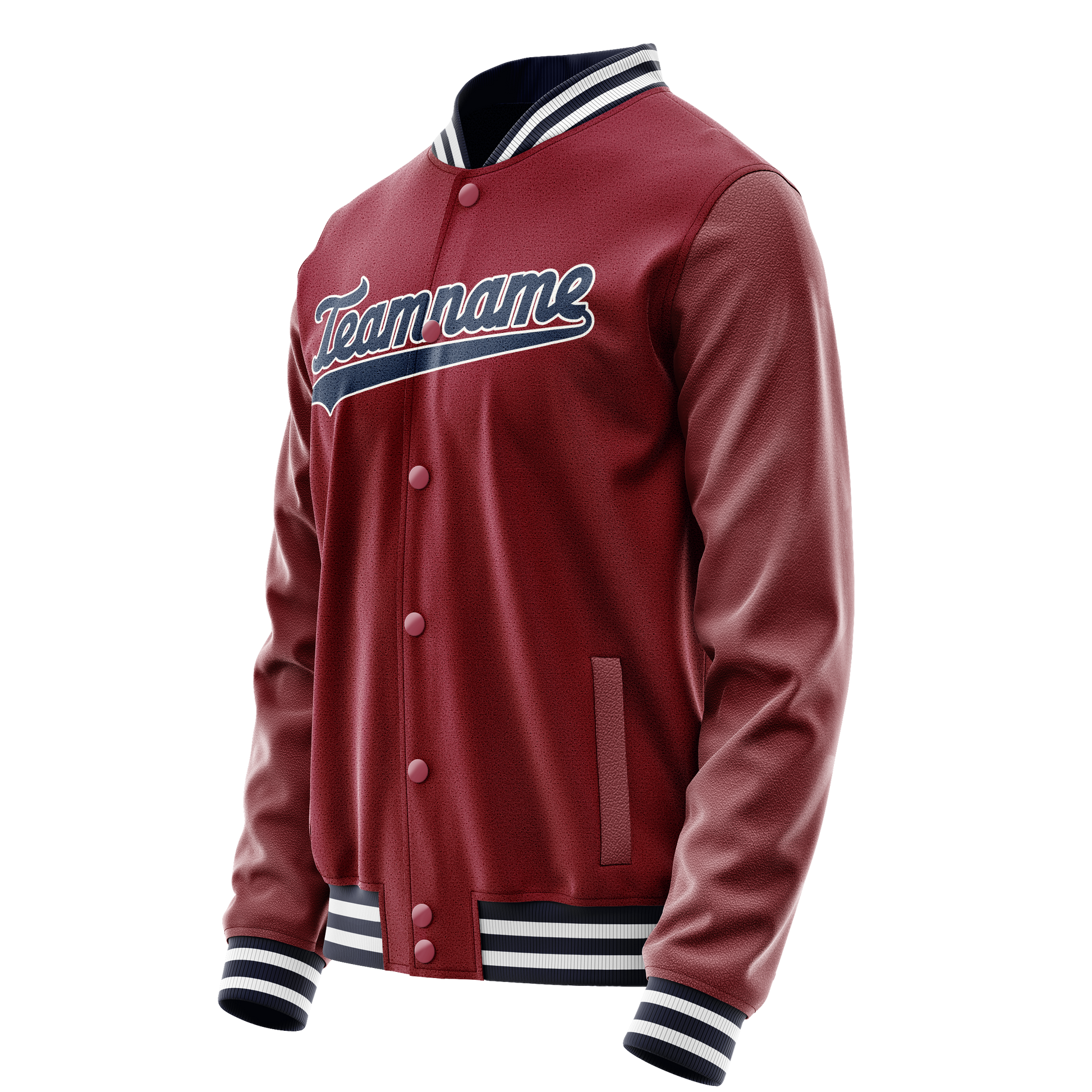 Custom Crimson Navy Solid Color Varsity Letterman Jacket JA02240617KZ513