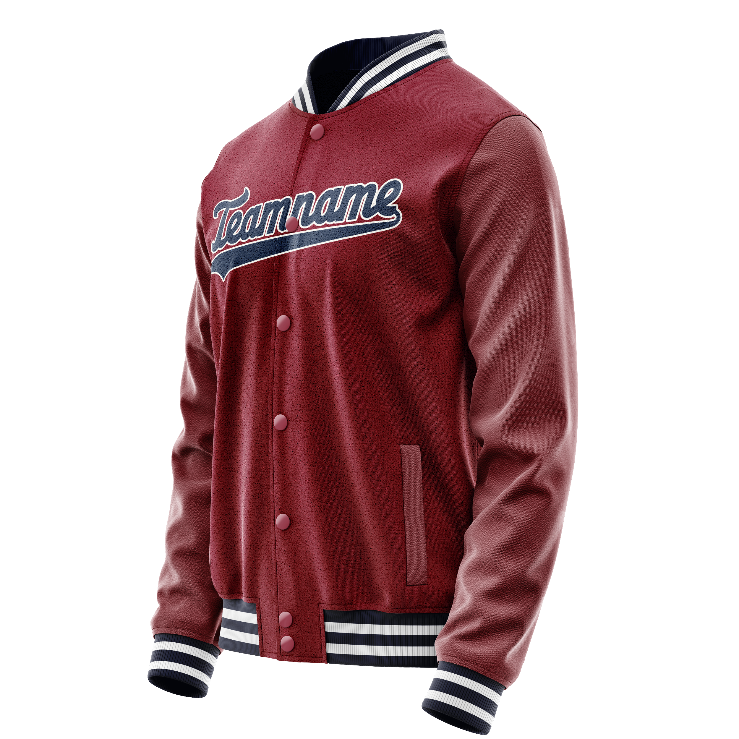 Custom Crimson Navy Solid Color Varsity Letterman Jacket JA02240617KZ513
