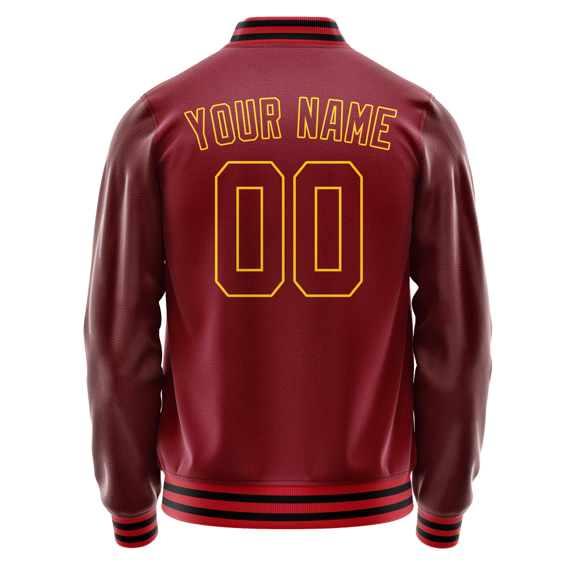 Custom Crimson Gold Solid Color Varsity Letterman Jacket JA02240617KZ526