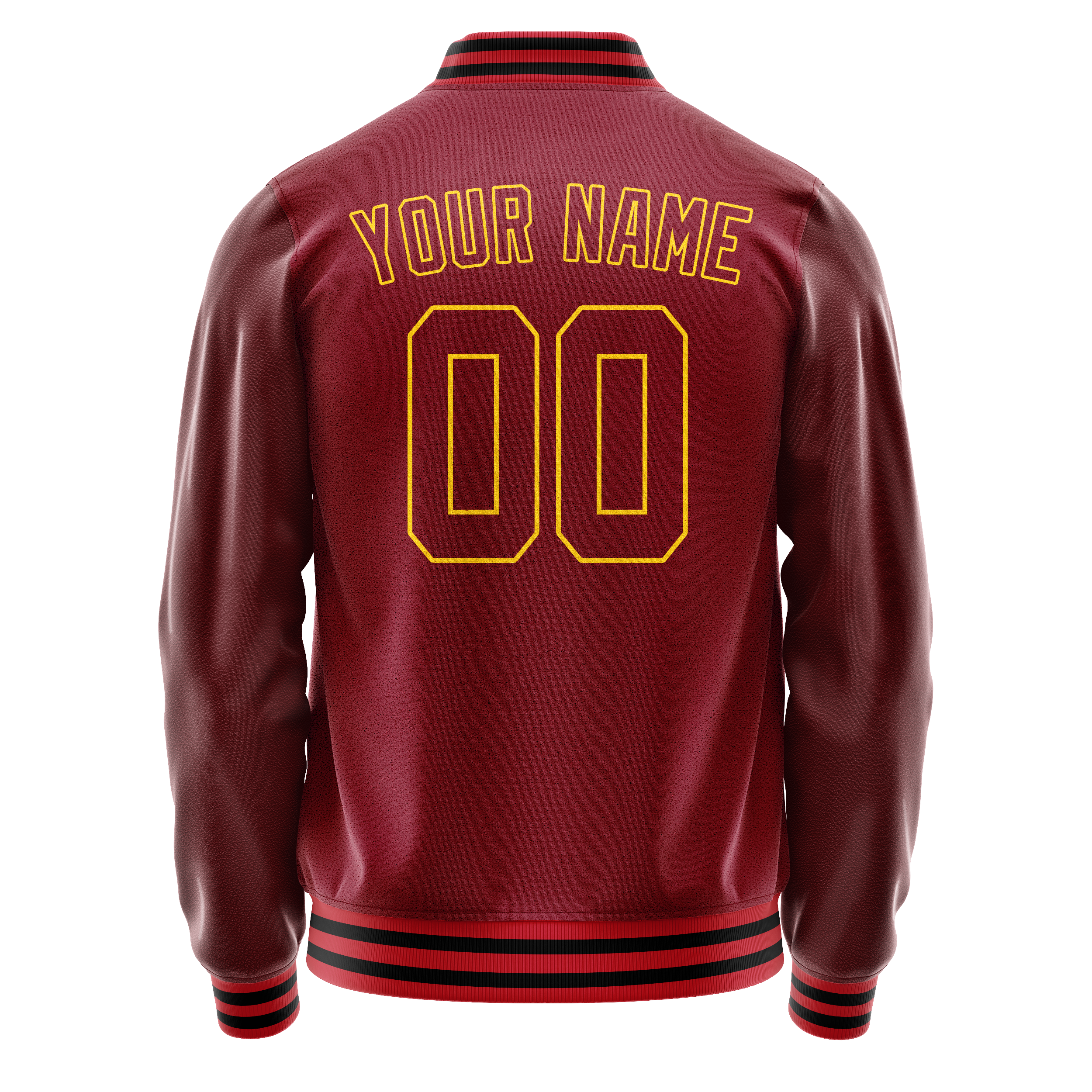 Custom Crimson Gold Solid Color Varsity Letterman Jacket JA02240617KZ526