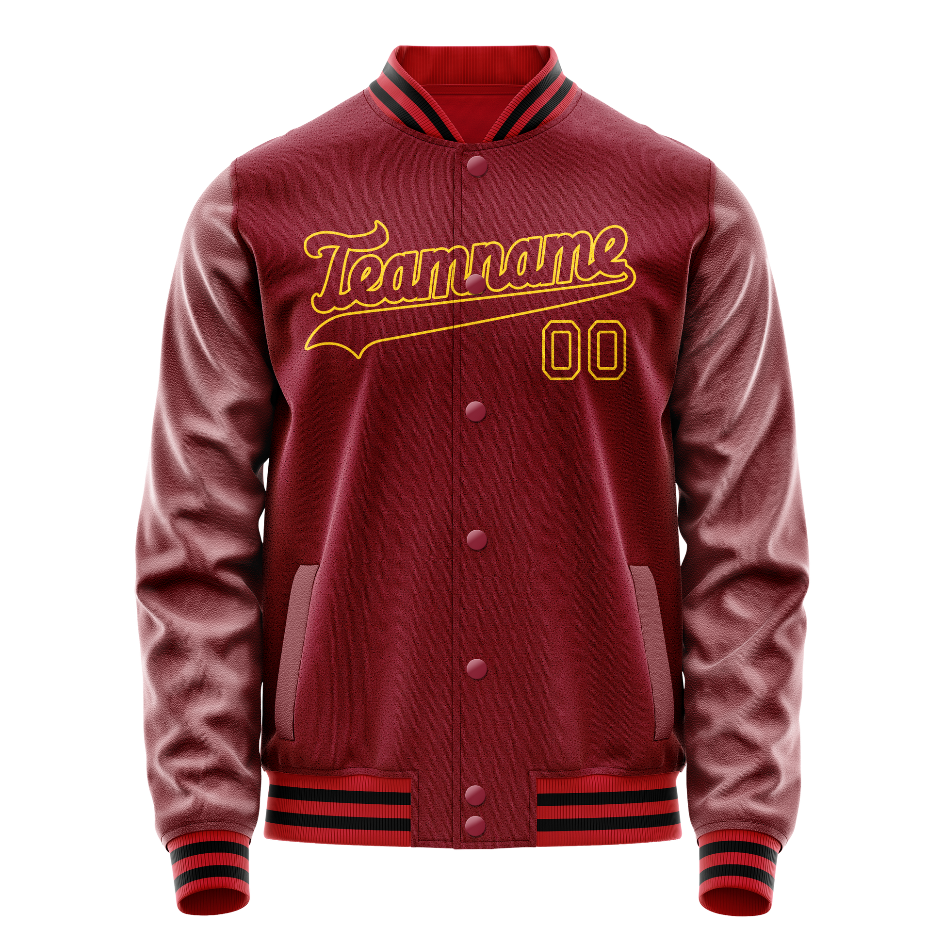 Custom Crimson Gold Solid Color Varsity Letterman Jacket JA02240617KZ526