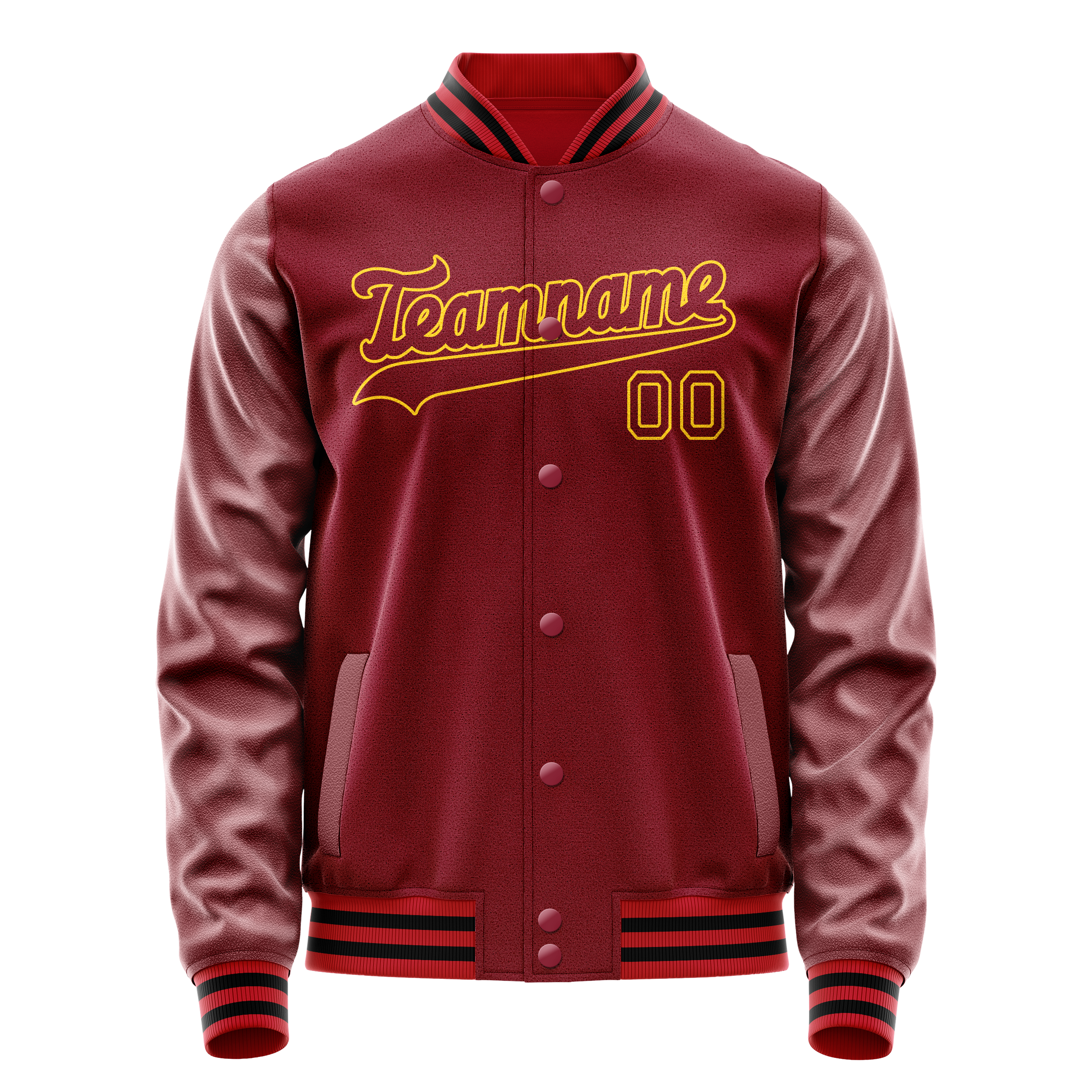 Custom Crimson Gold Solid Color Varsity Letterman Jacket JA02240617KZ526