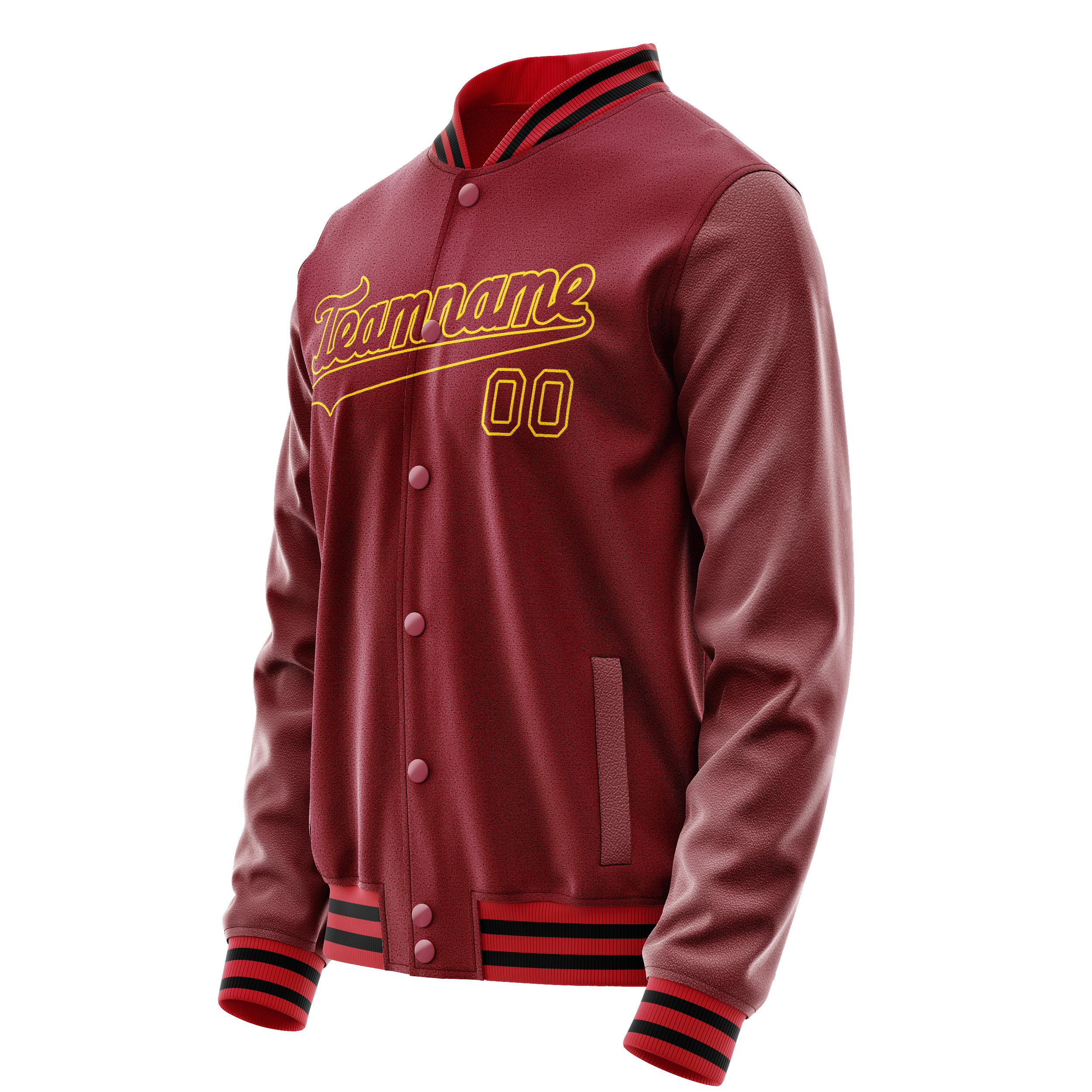 Custom Crimson Gold Solid Color Varsity Letterman Jacket JA02240617KZ526