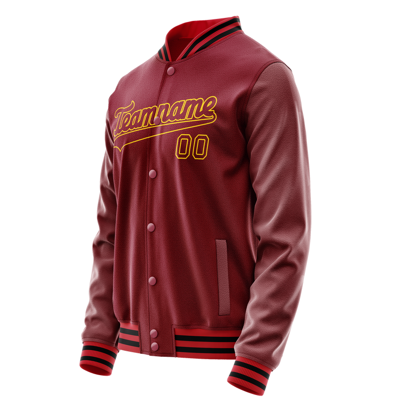 Custom Crimson Gold Solid Color Varsity Letterman Jacket JA02240617KZ526