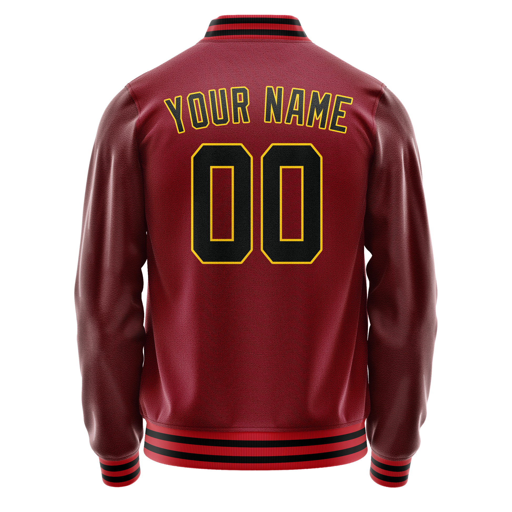 Custom Crimson Black Solid Color Varsity Letterman Jacket JA02240617KZ530