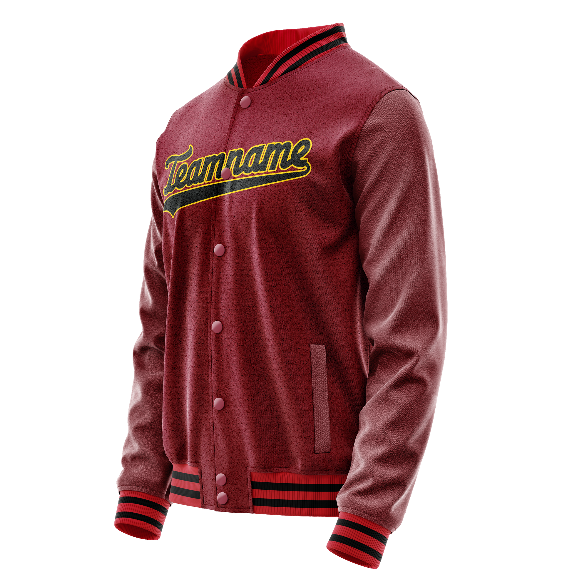 Custom Crimson Black Solid Color Varsity Letterman Jacket JA02240617KZ530