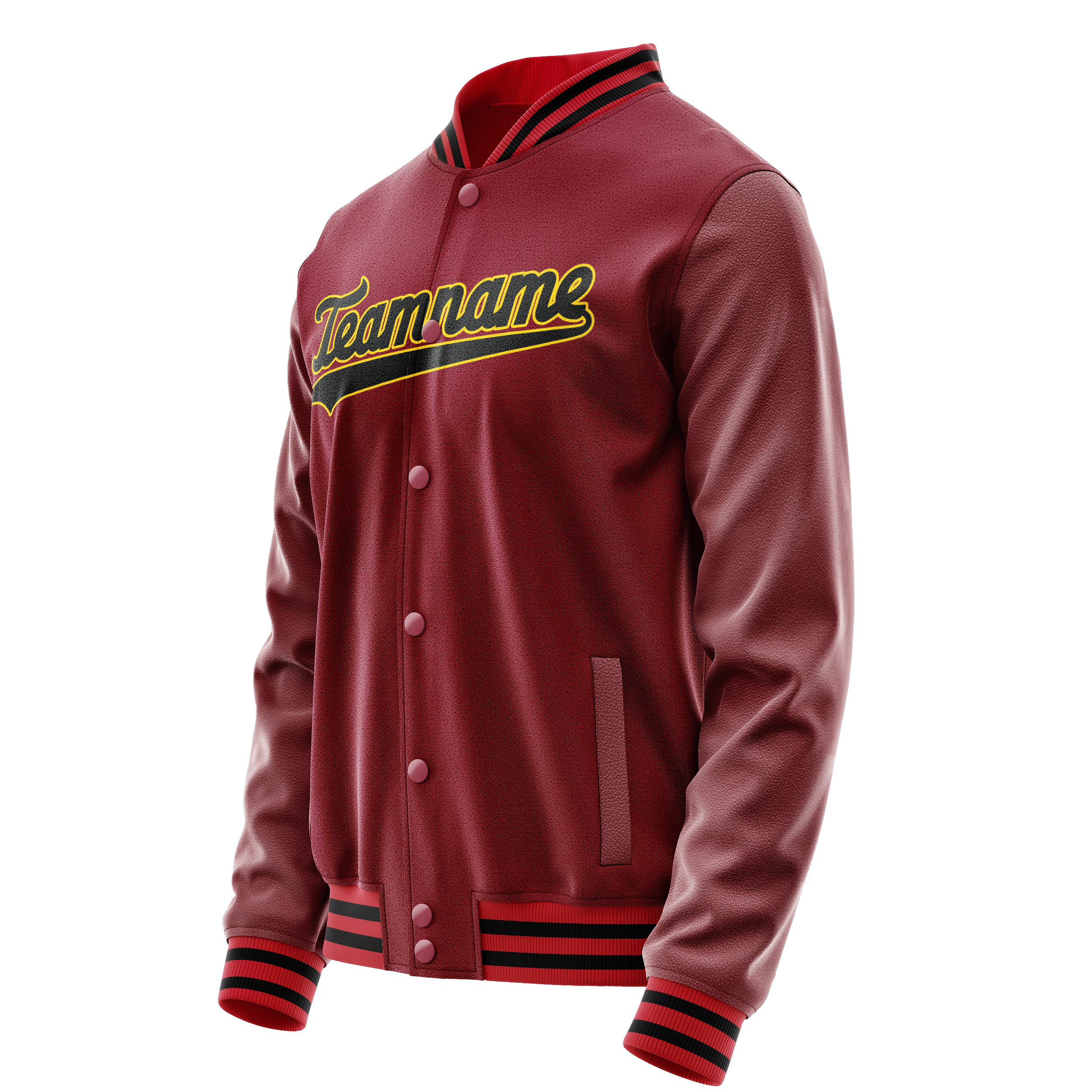 Custom Crimson Black Solid Color Varsity Letterman Jacket JA02240617KZ530