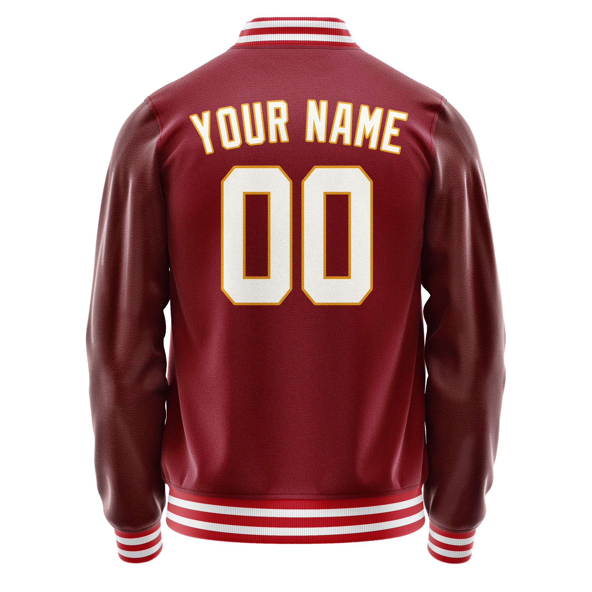 Custom Crimson White Solid Color Varsity Letterman Jacket JA02240617KZ522